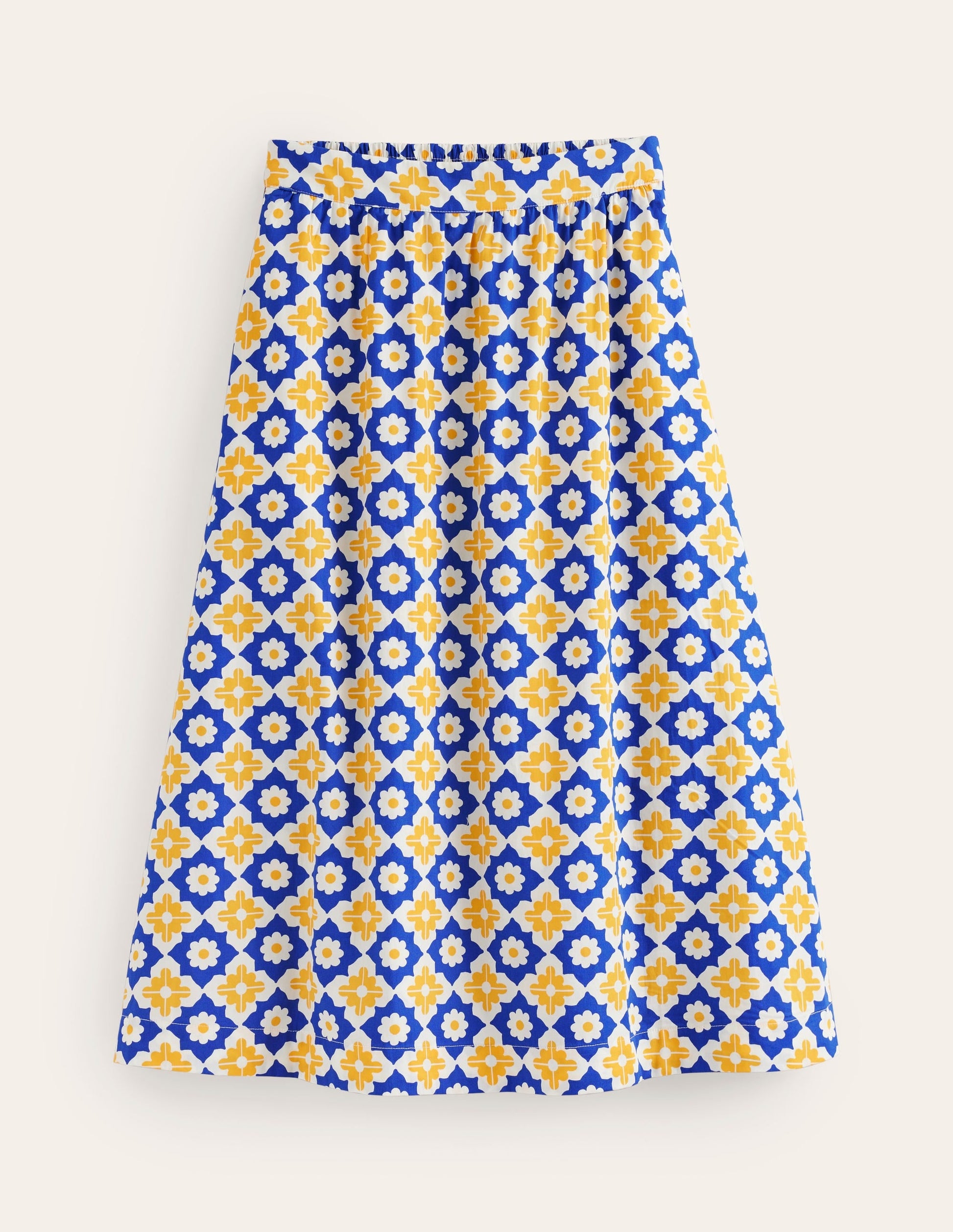 Hattie Poplin Midi Skirt-Surf the Web, Geometric Stamp-5