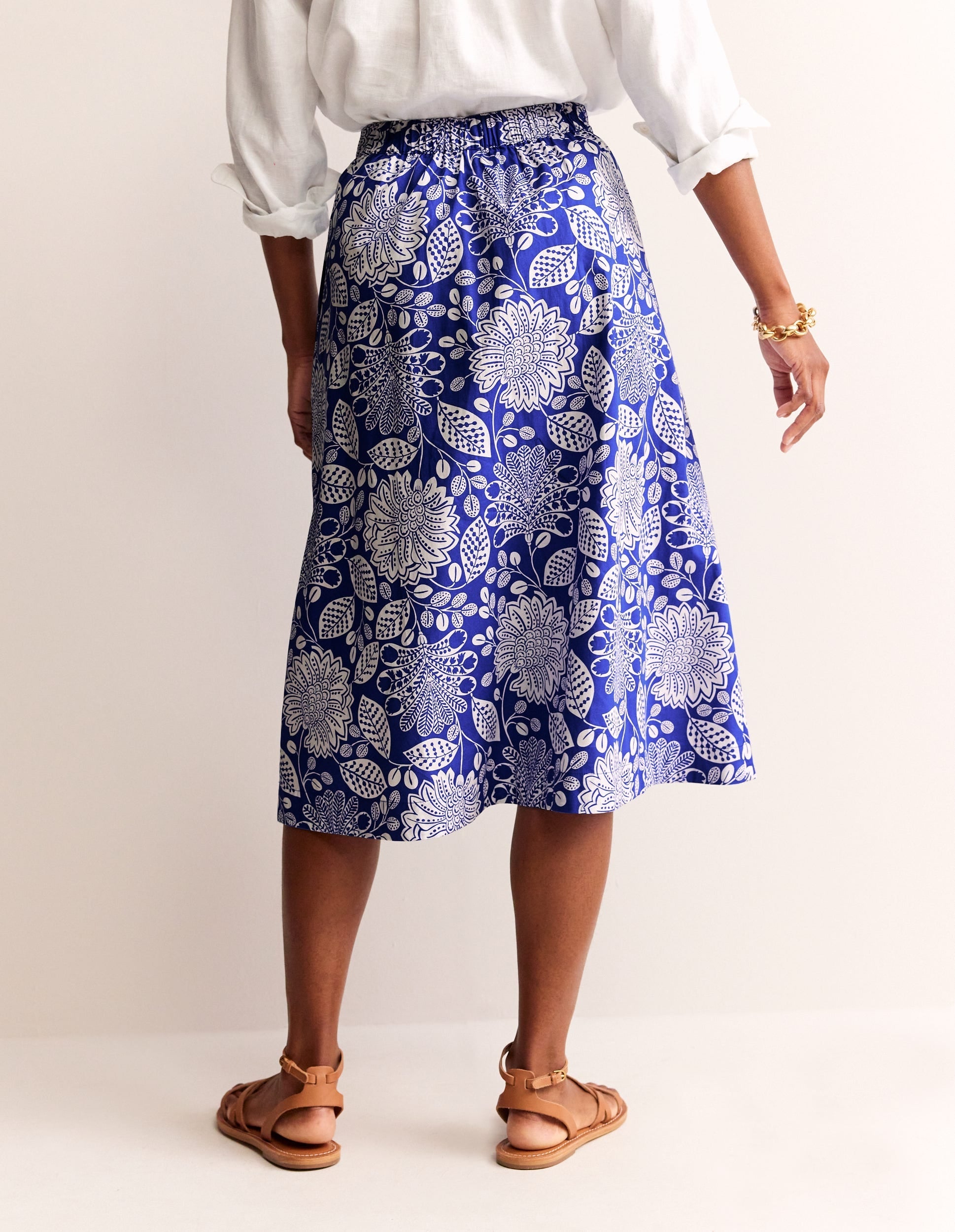 Hattie Poplin Midi Skirt-Surf The Web, Gardenia Swirl-3