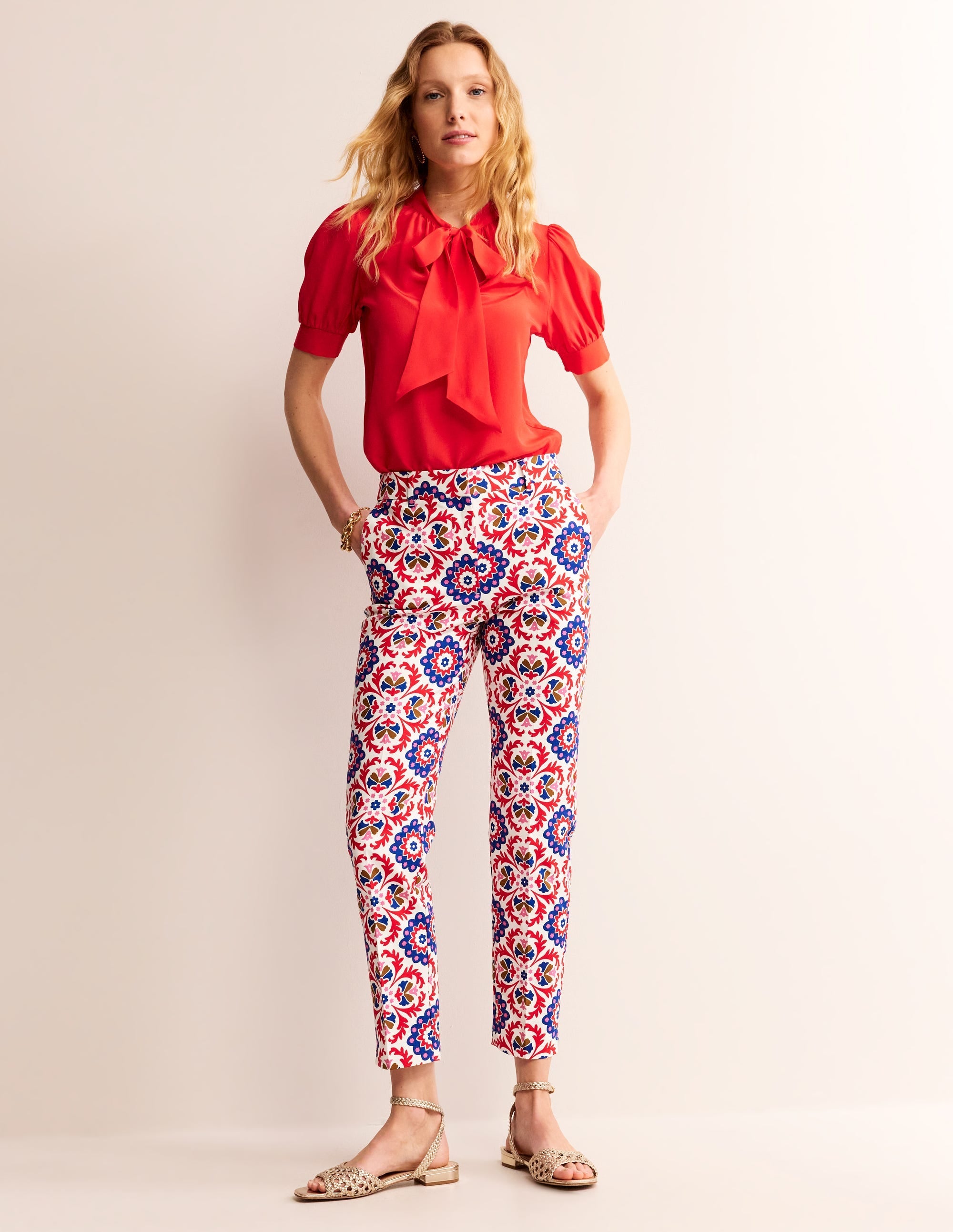 Highgate Sateen Trousers-Rubicondo, Mosaic Bloom - Image 1