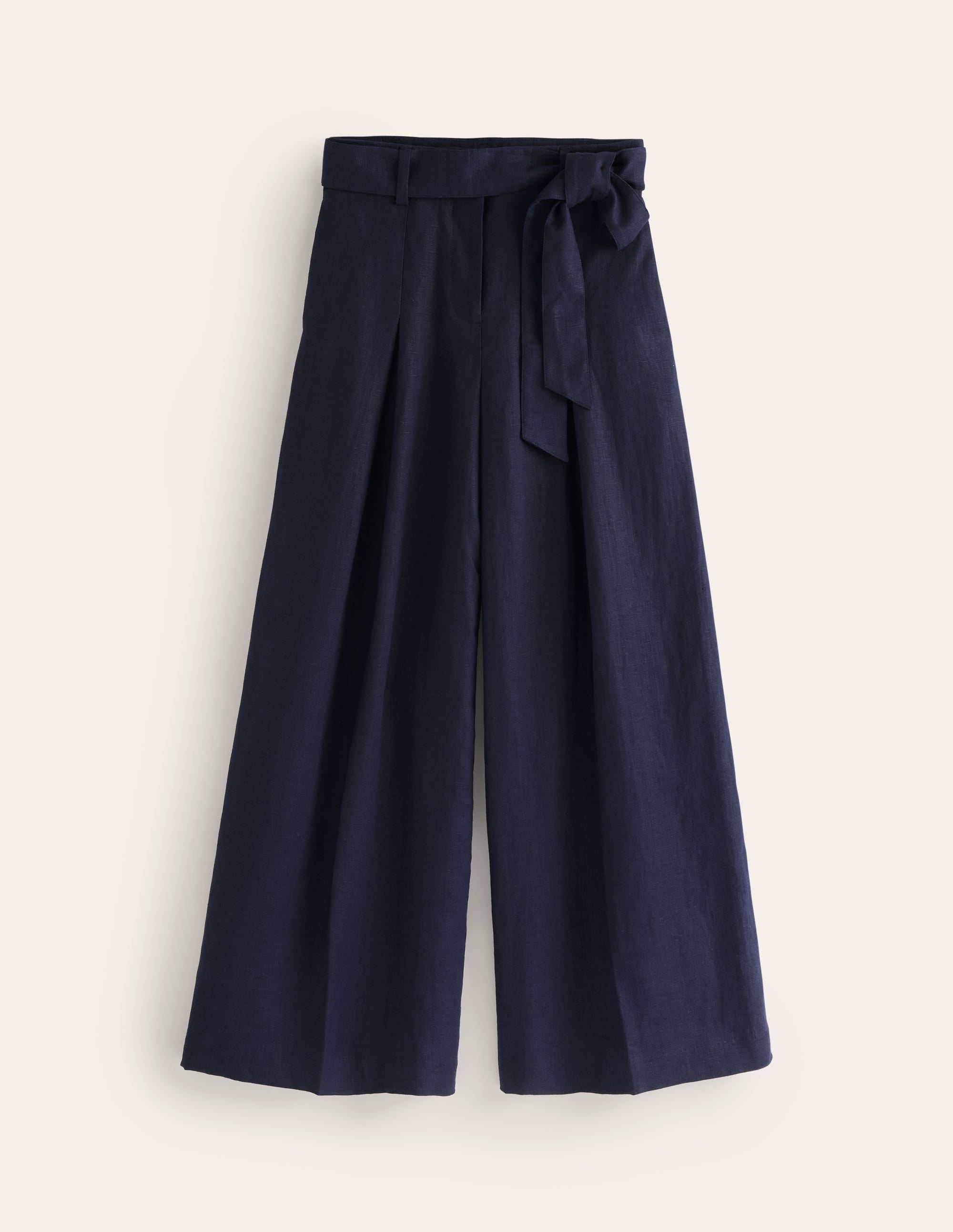 Palazzo Linen Trousers-Navy - Image 5