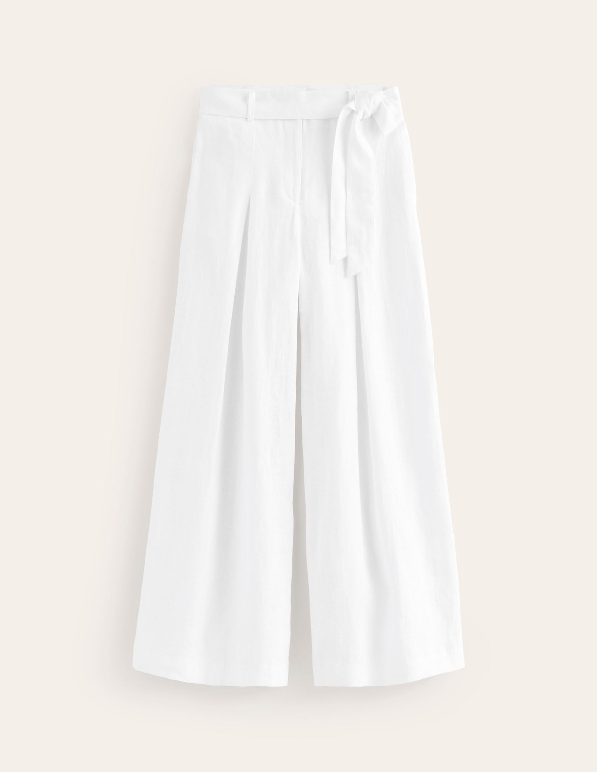 Palazzo Linen Trousers-White-5