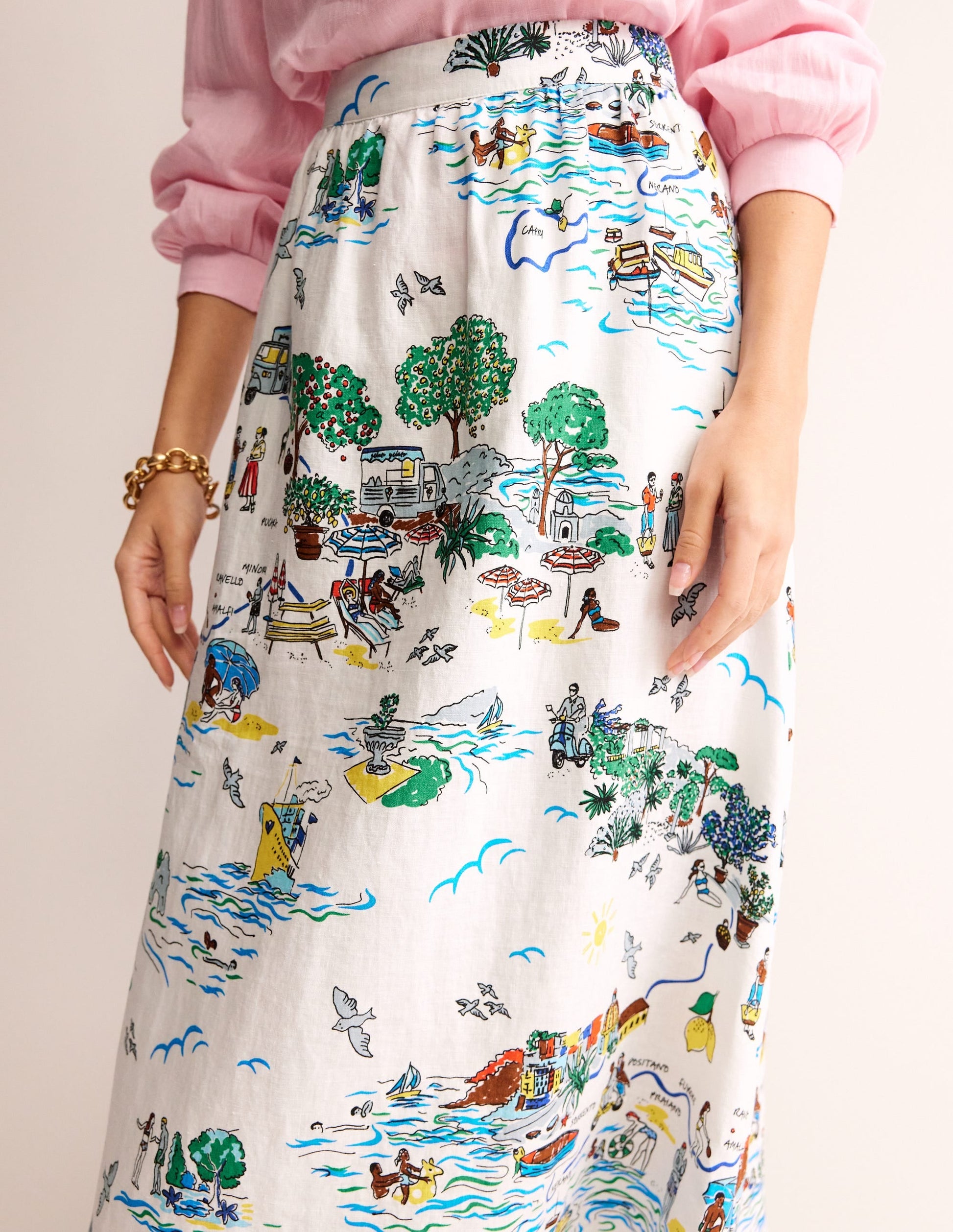 Florence Linen Skirt-Ivory, Amalfi-2