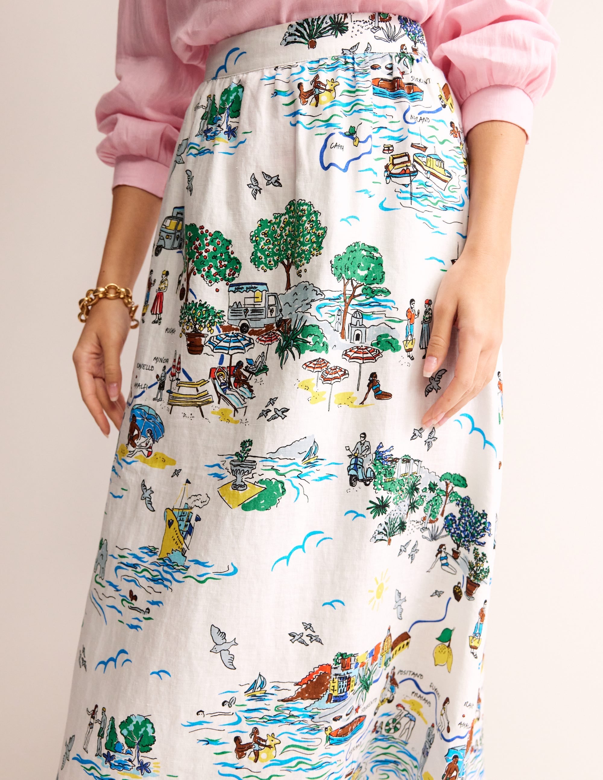 Florence Linen Skirt-Ivory, Amalfi - Image 2