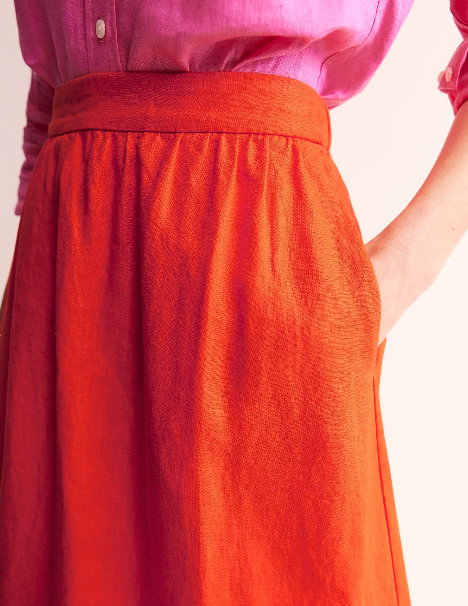 Florence Linen Skirt-Mandarin Orange-2