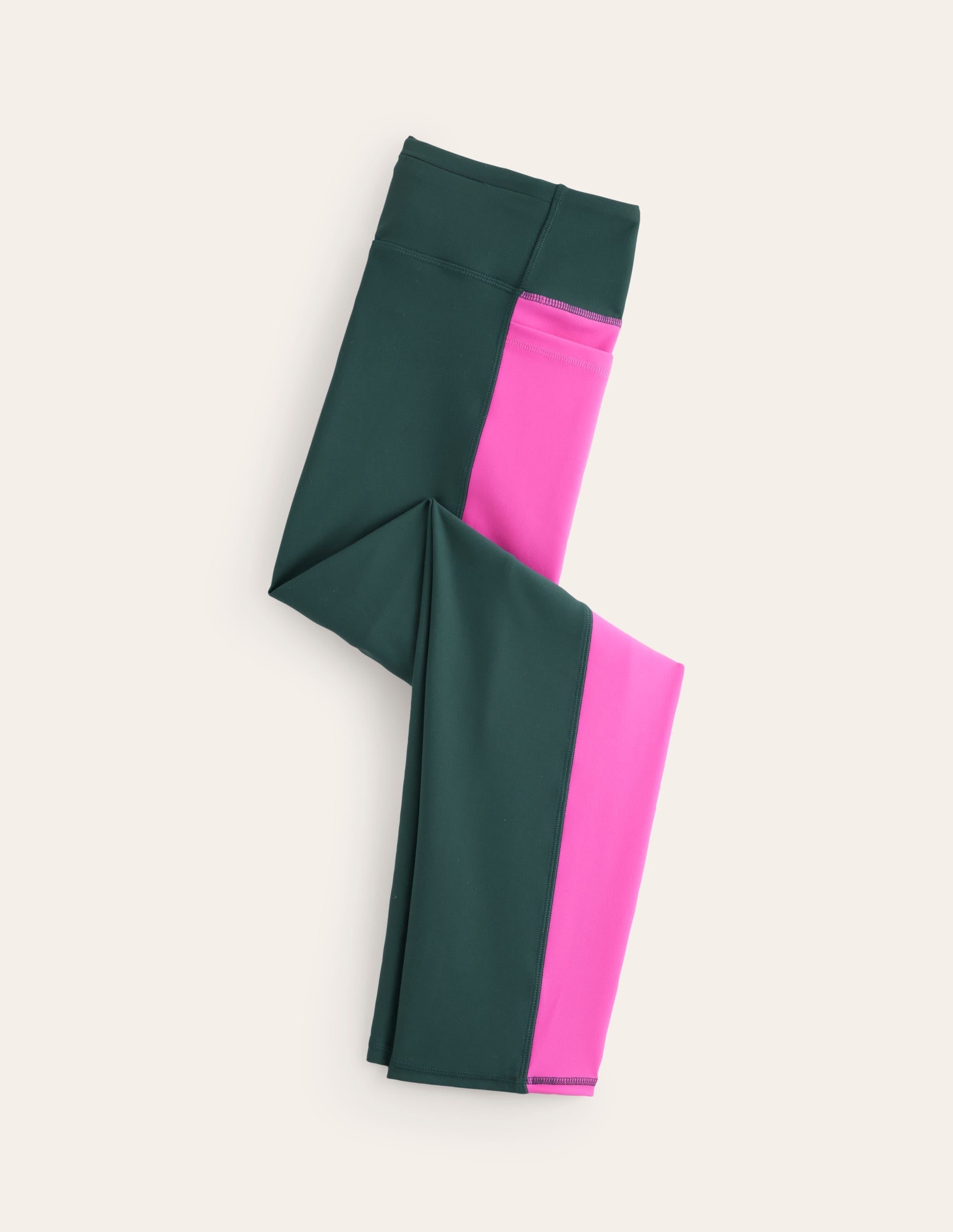 Colour Block 7/8 Leggings-Green/Pink Colourblock - Image 5