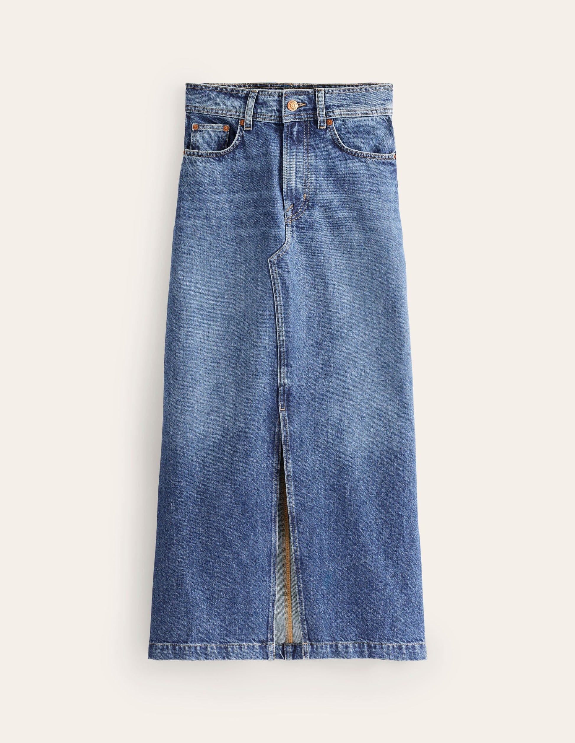 5 Pocket Denim Maxi Skirt-Mid Wash-6