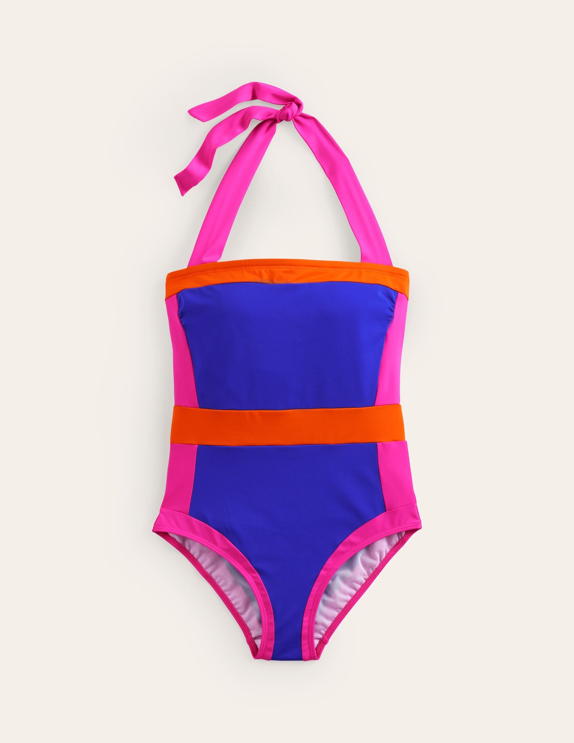 Santorini Halterneck Swimsuit-Blue/Pink Colourblock-6