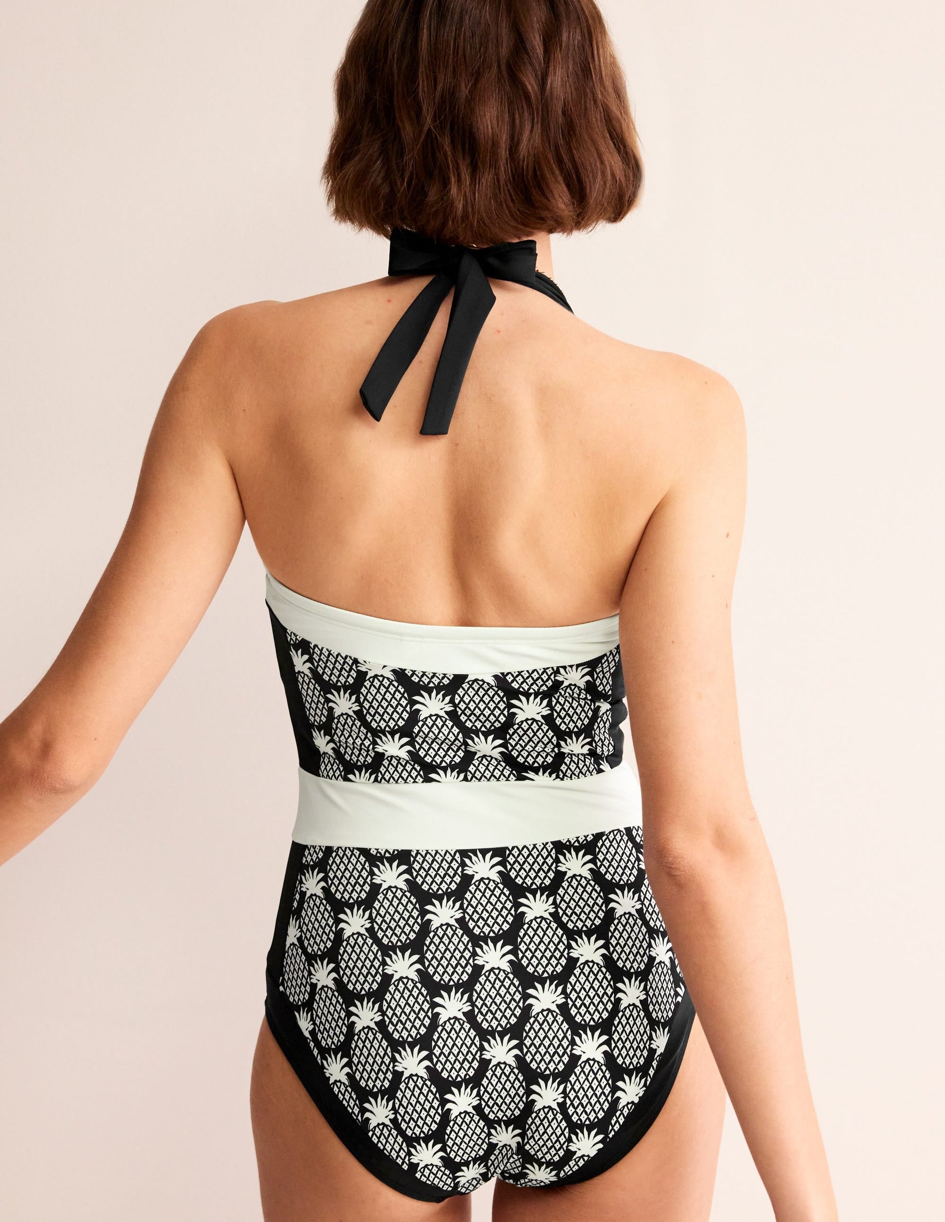 Santorini Halterneck Swimsuit-Black, Pineapple Geo-4