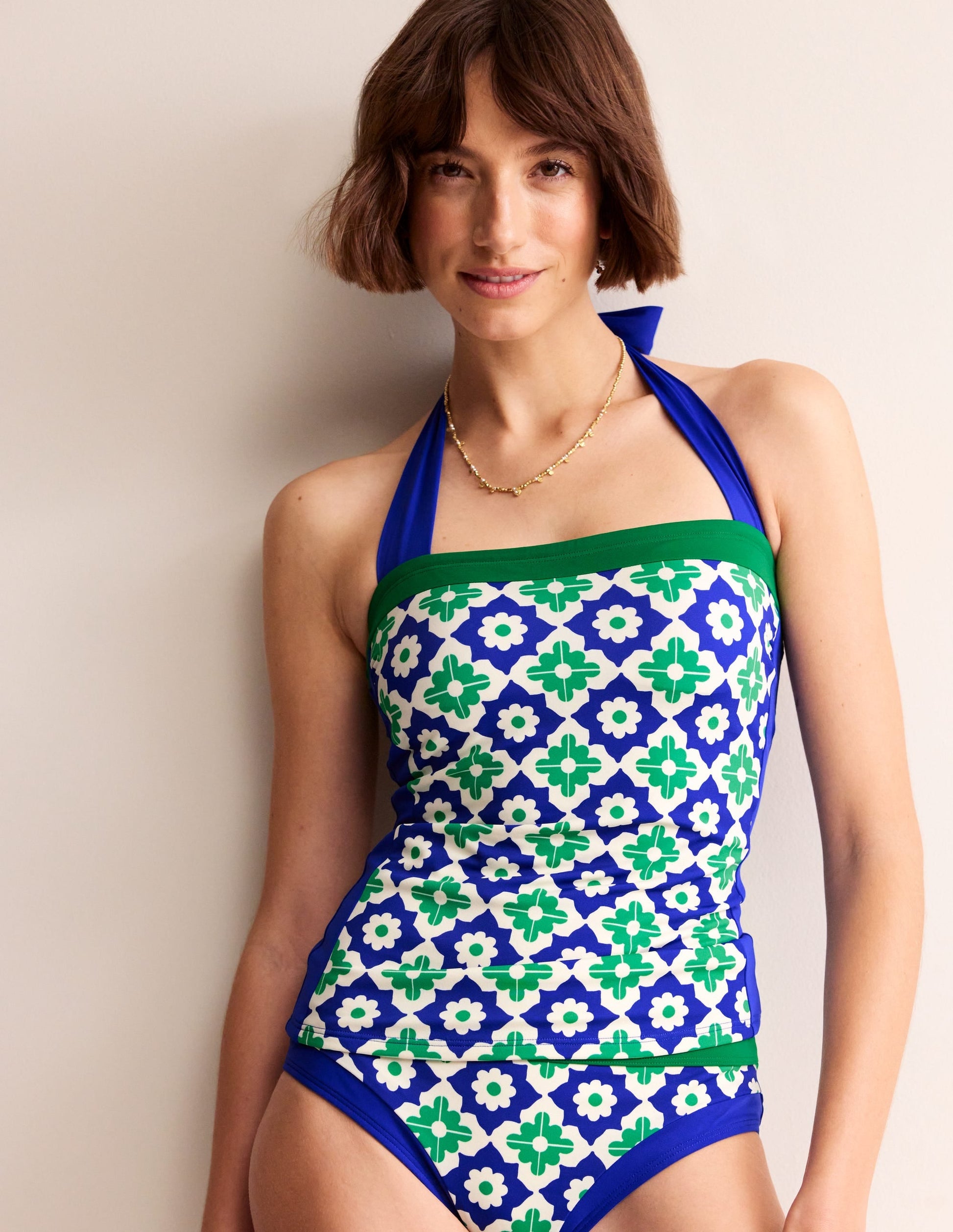Santorini Tankini Top-Surf The Web, Geometric Stamp-1
