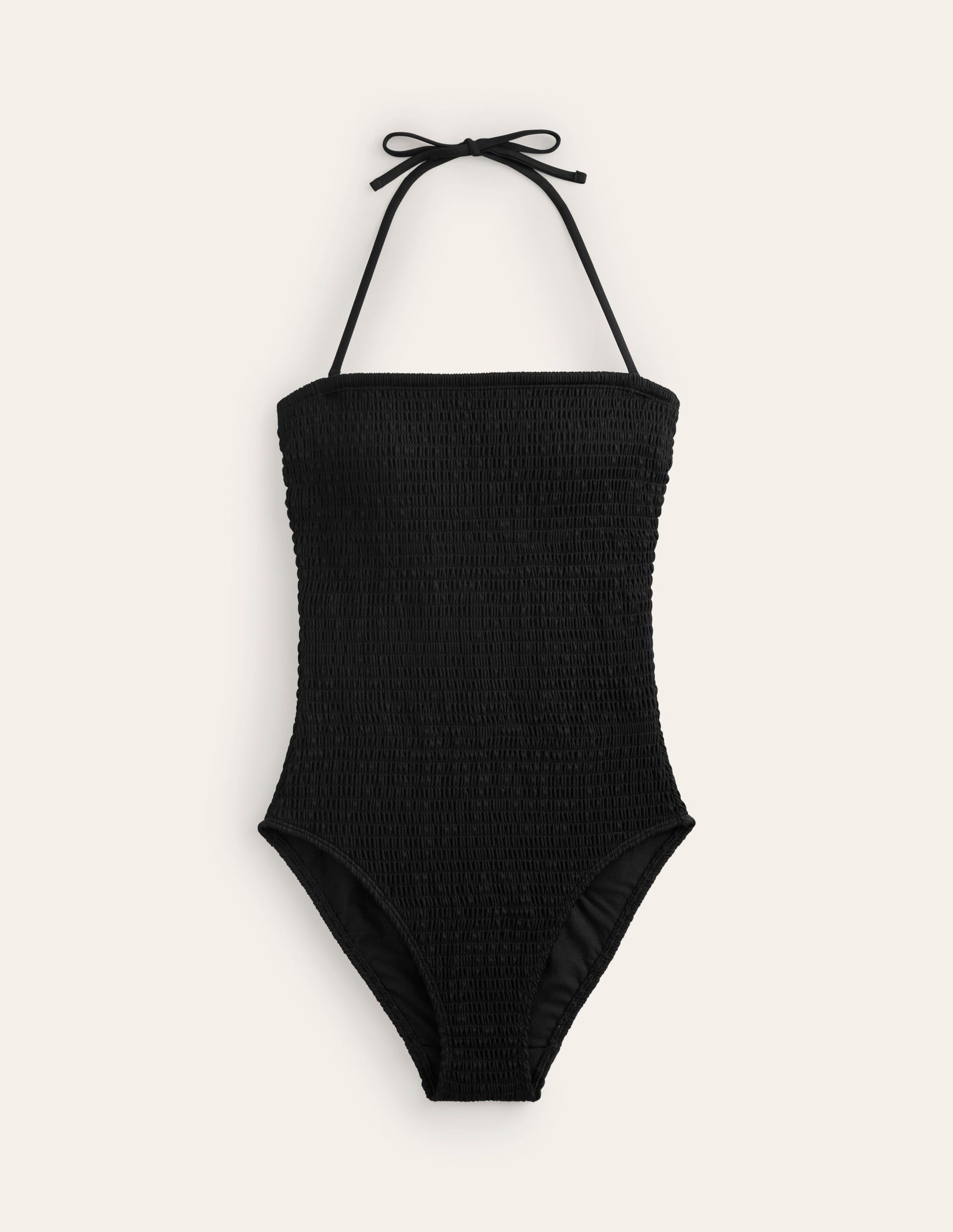 Milos Smocked Bandeau Swimsuit-Black-5