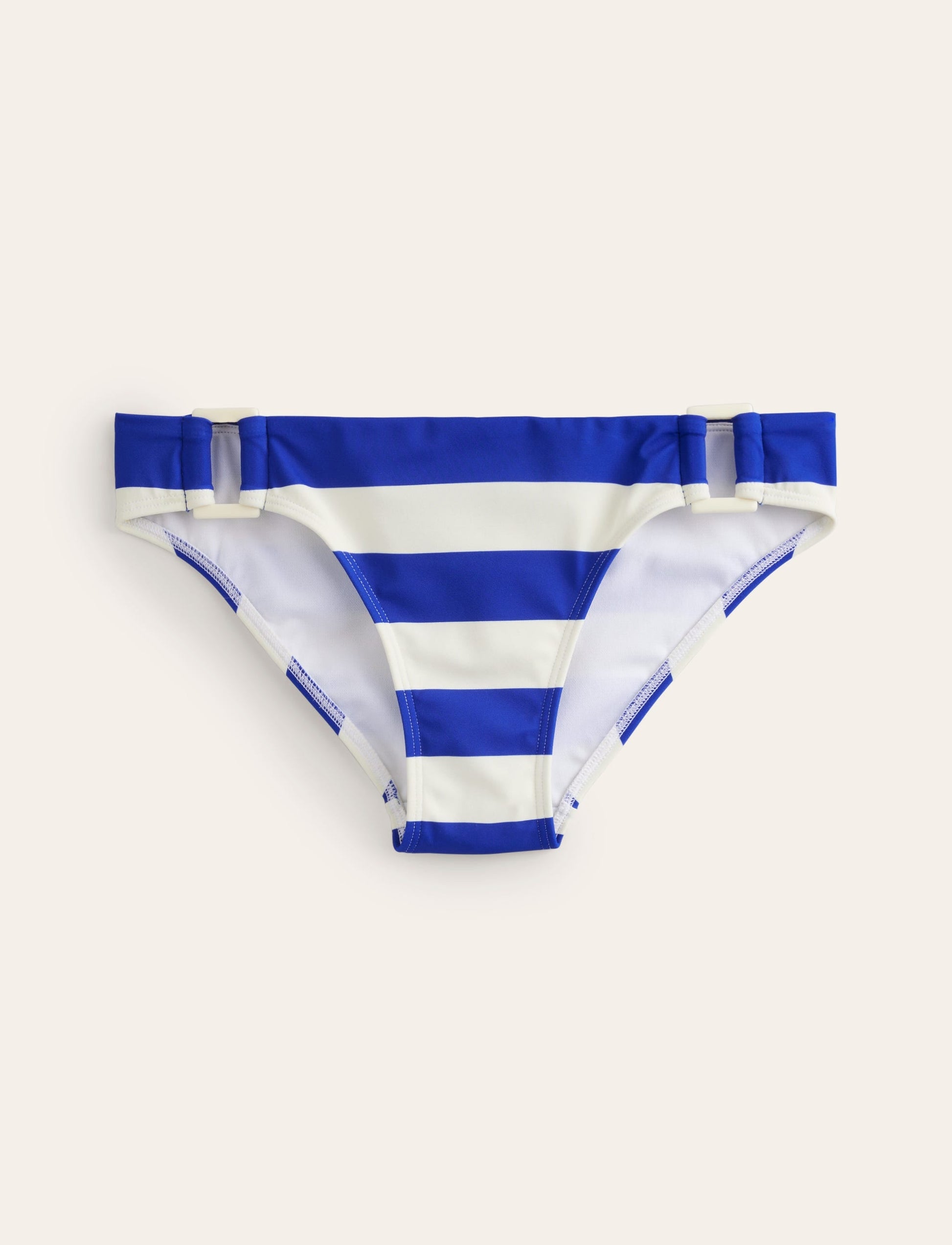 Resin Buckle Bikini Bottoms-Blue/ Ivory Stripe-5