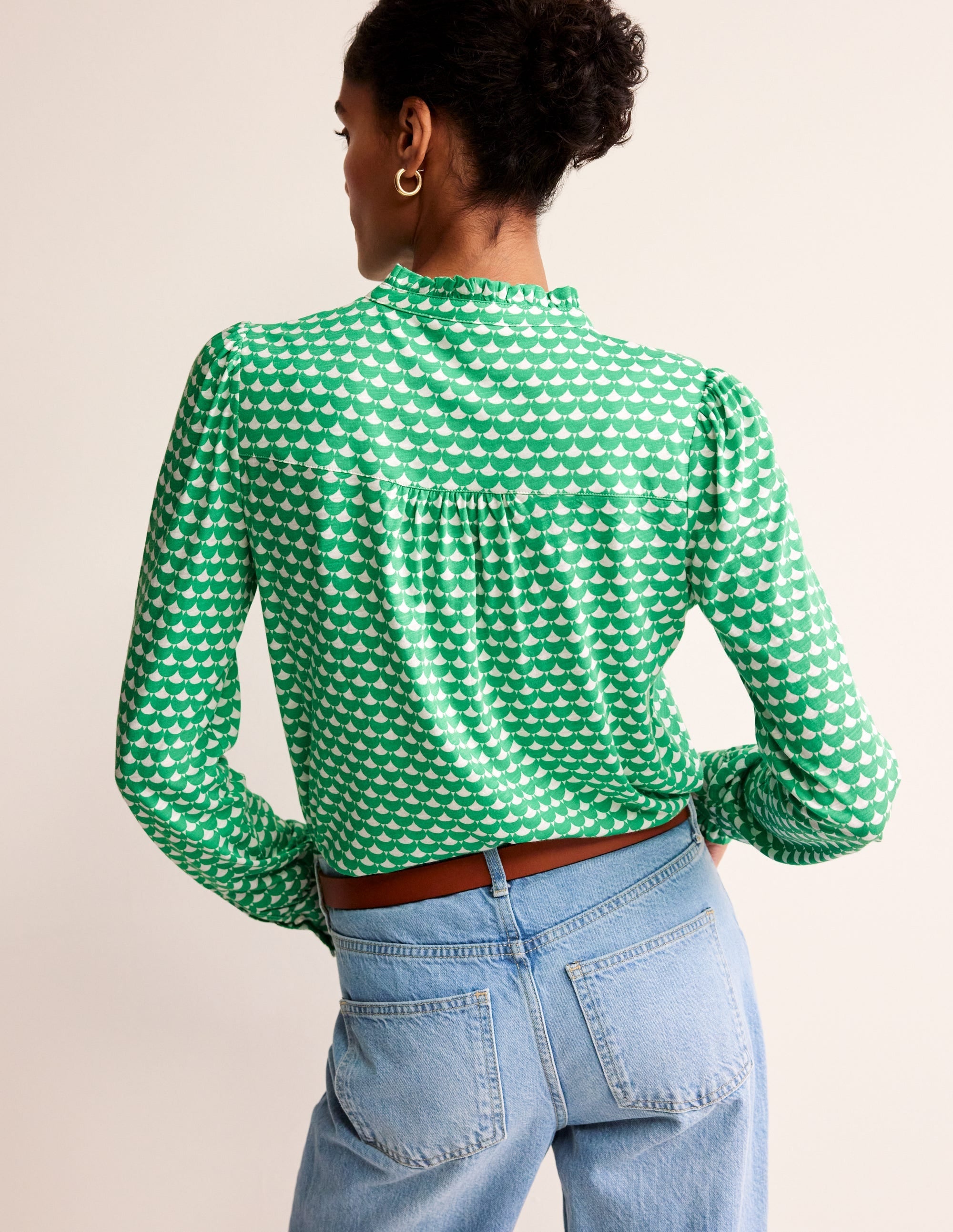 Caroline Jersey Shirt-Ming Green, Crescent Stamp - Image 3