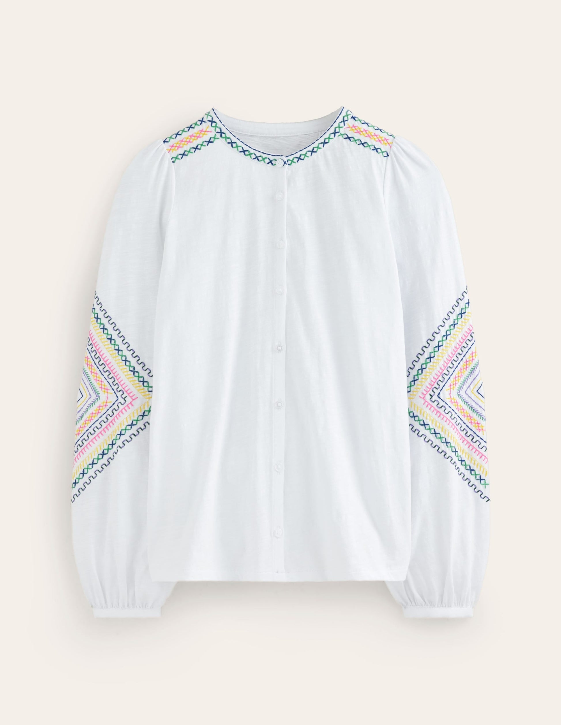 Marina Embroidered Shirt-White-5