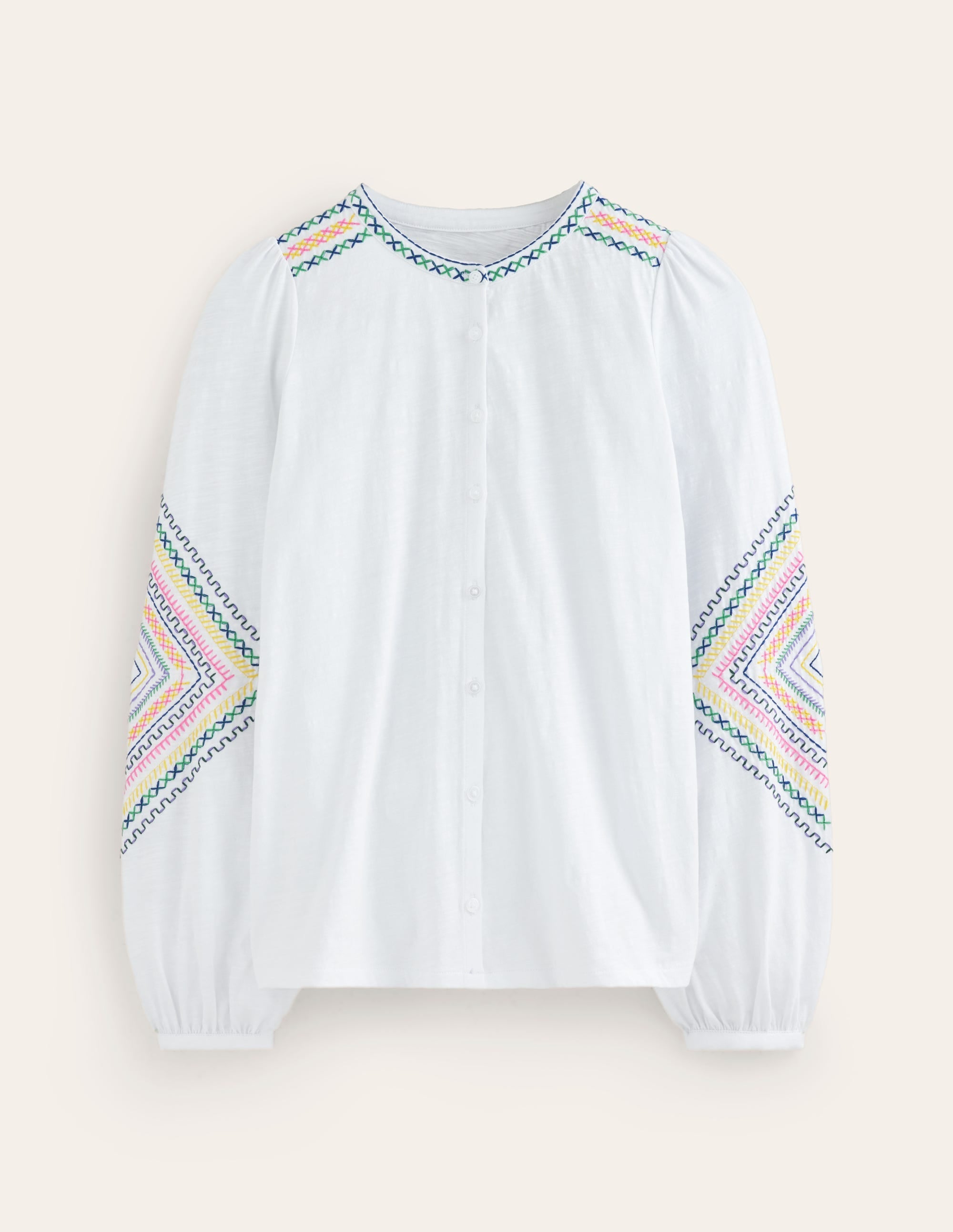 Marina Embroidered Shirt-White - Image 5