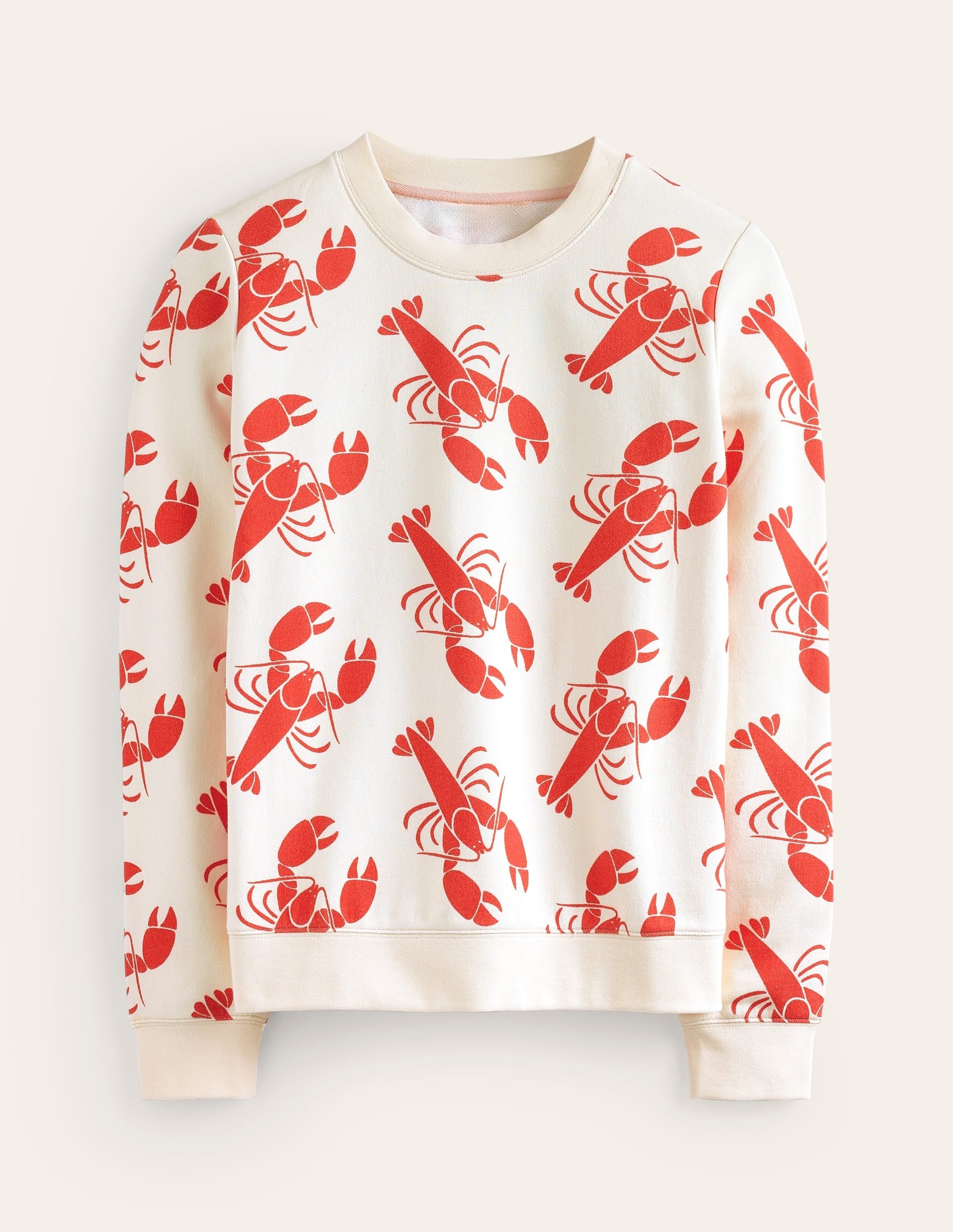 Hannah Printed Sweatshirt-Ivory, Lobster-6