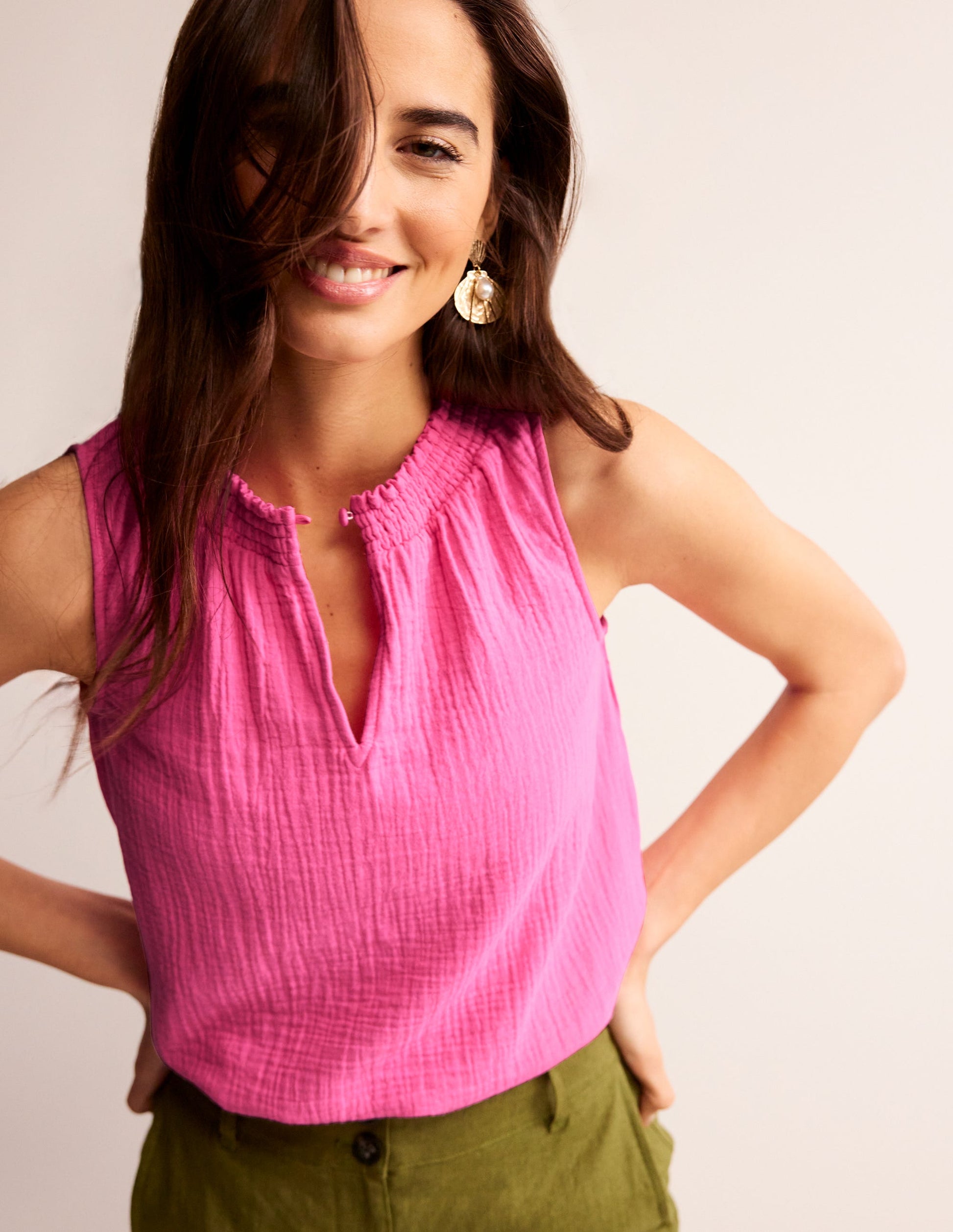 Georgia Double Cloth Top-Sangria Sunset-1