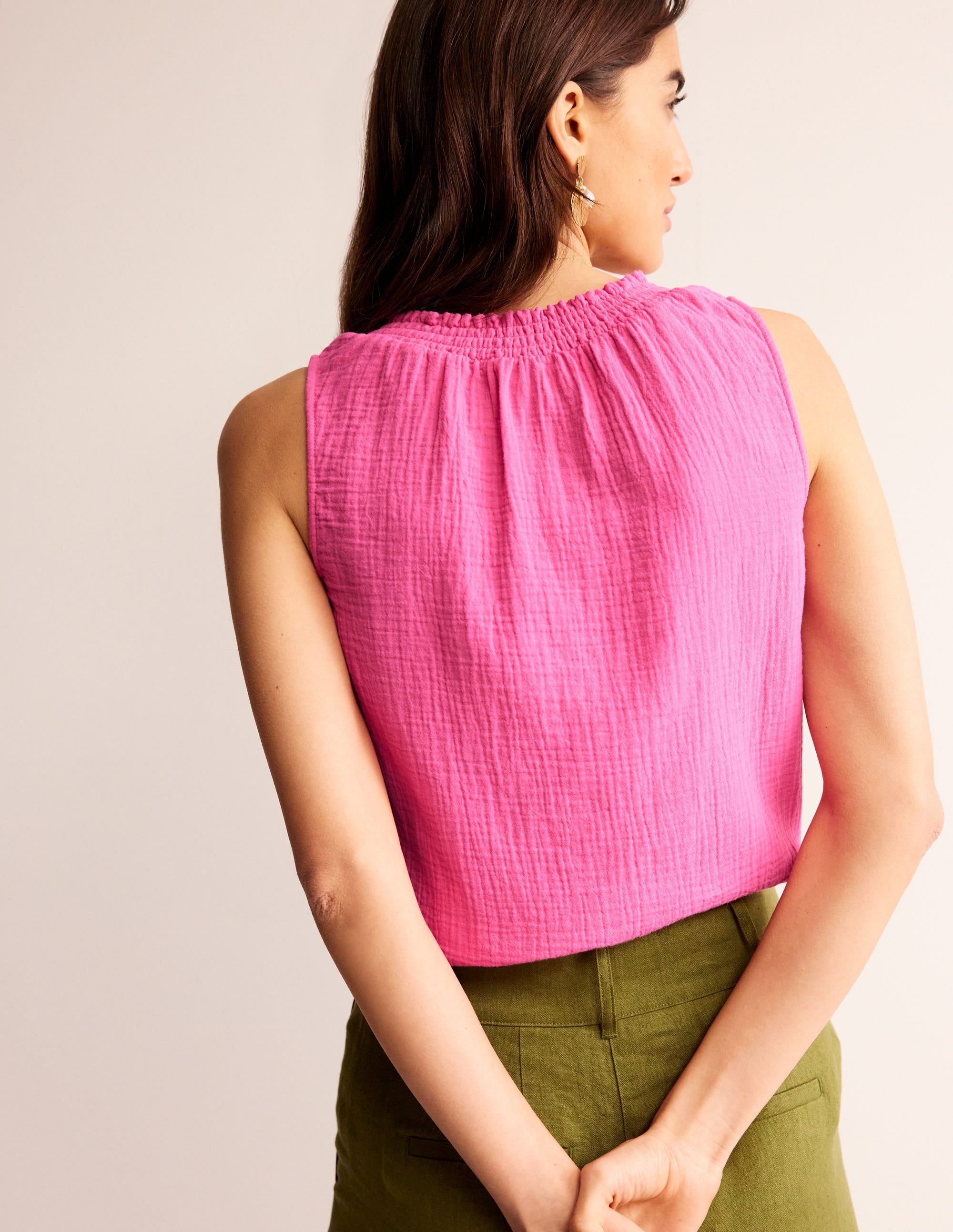 Georgia Double Cloth Top-Sangria Sunset - Image 3