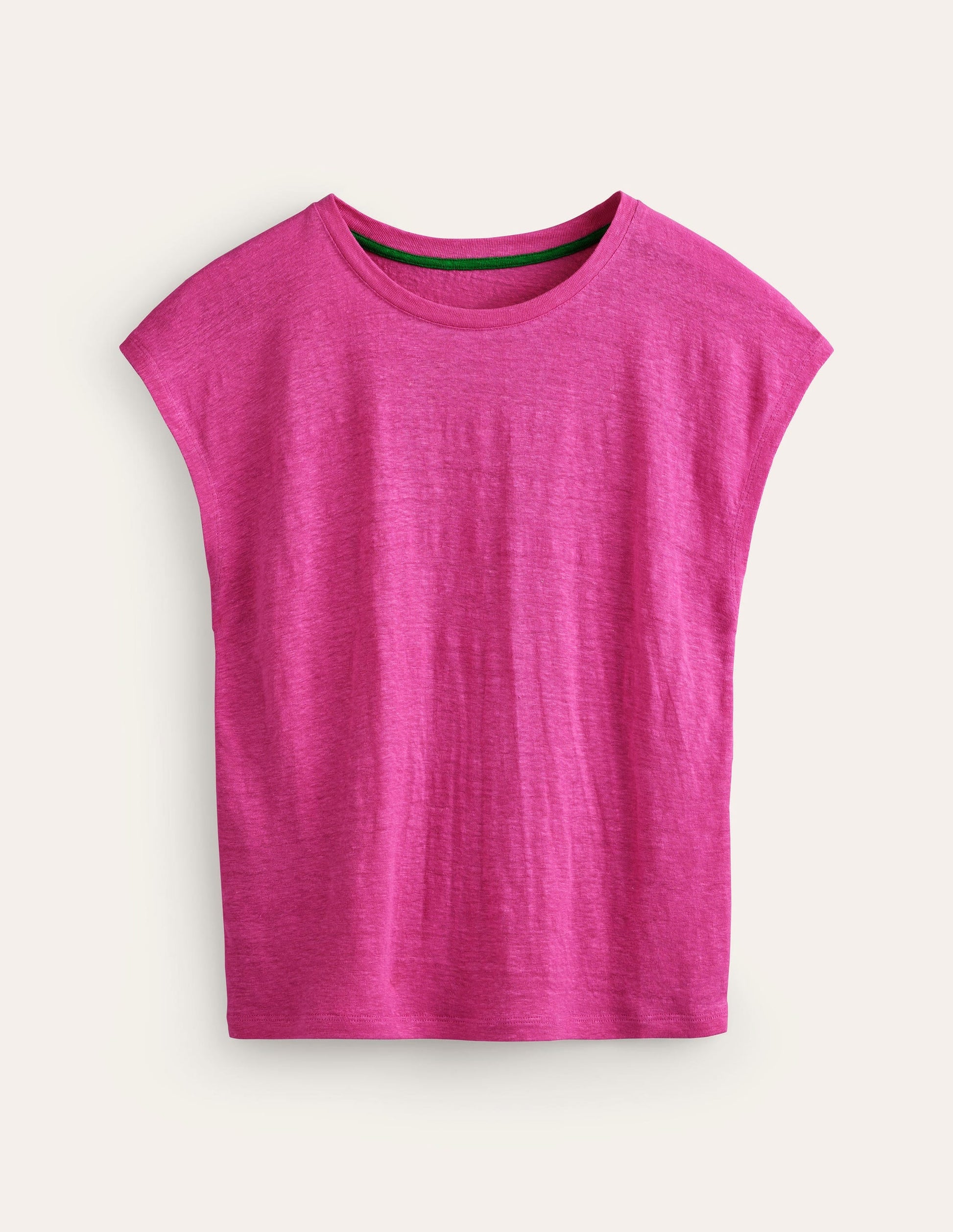 Louisa Crew Neck Linen T-shirt-Sangria Sunset-5