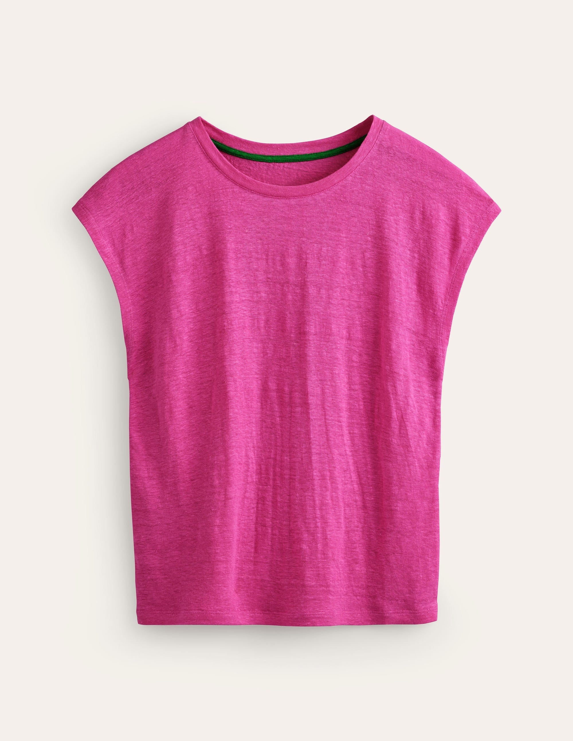 Louisa Crew Neck Linen T-shirt-Sangria Sunset - Image 5