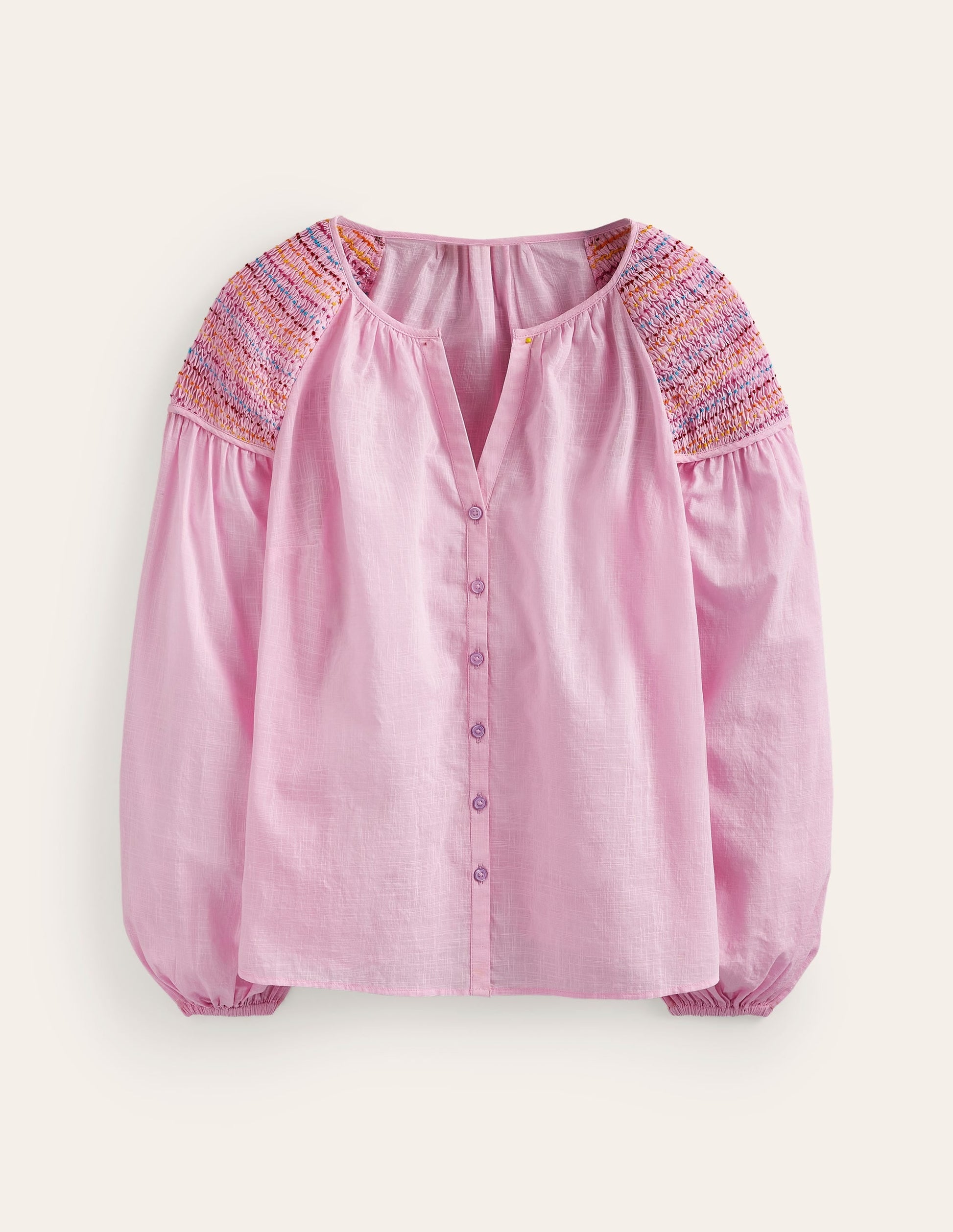 Cotton Smocked Blouse-Sweet Lilac-5