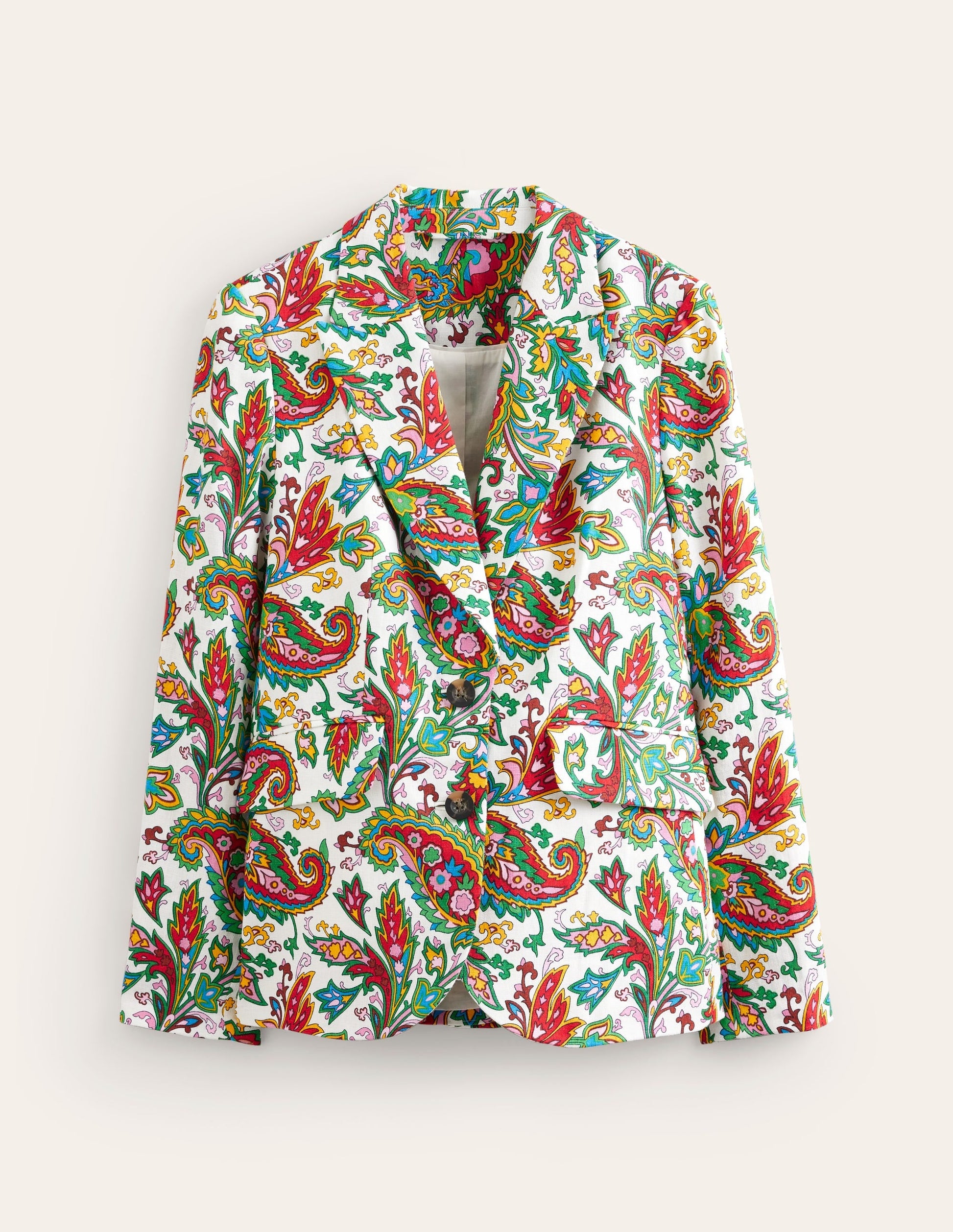 Marylebone Linen Blazer-Ivory, Paisley Azure-5