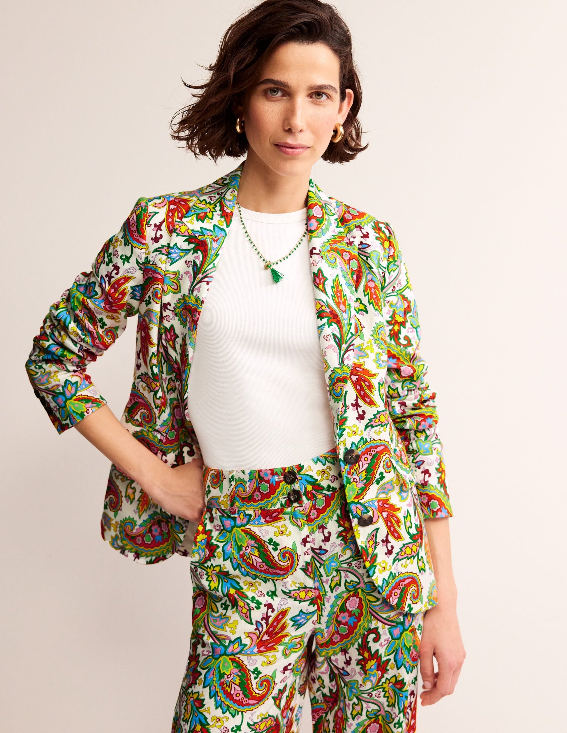 Marylebone Linen Blazer-Ivory, Paisley Azure-1