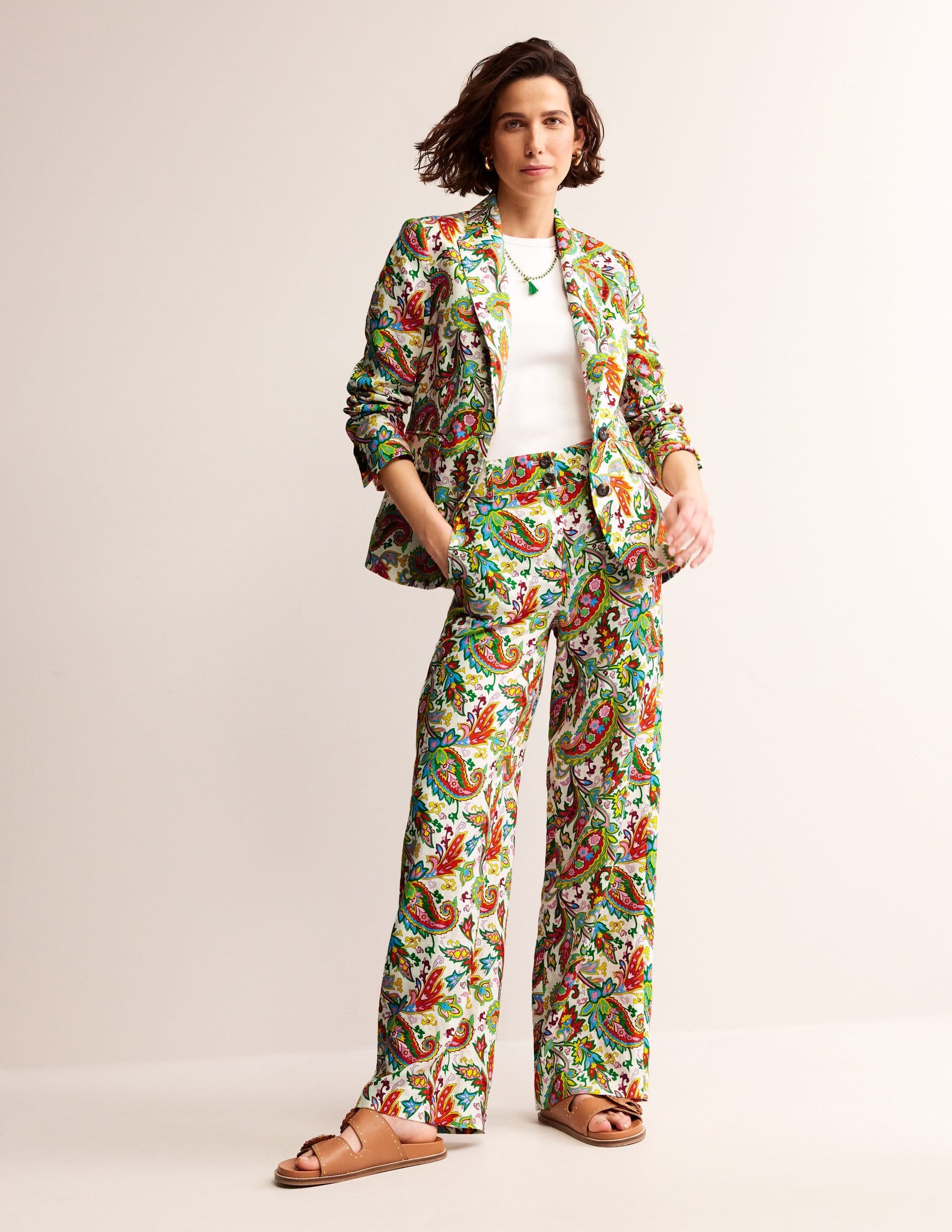 Marylebone Linen Blazer-Ivory, Paisley Azure-4