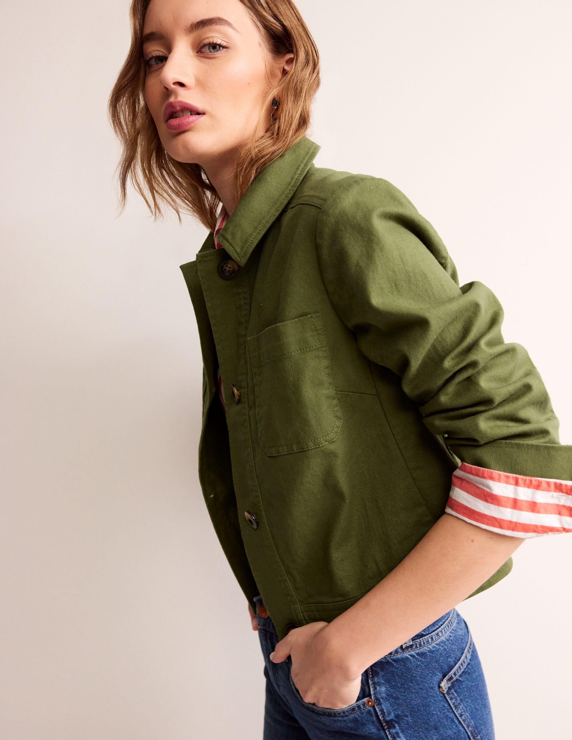Casual Crop Jacket-Spruce - Image 4