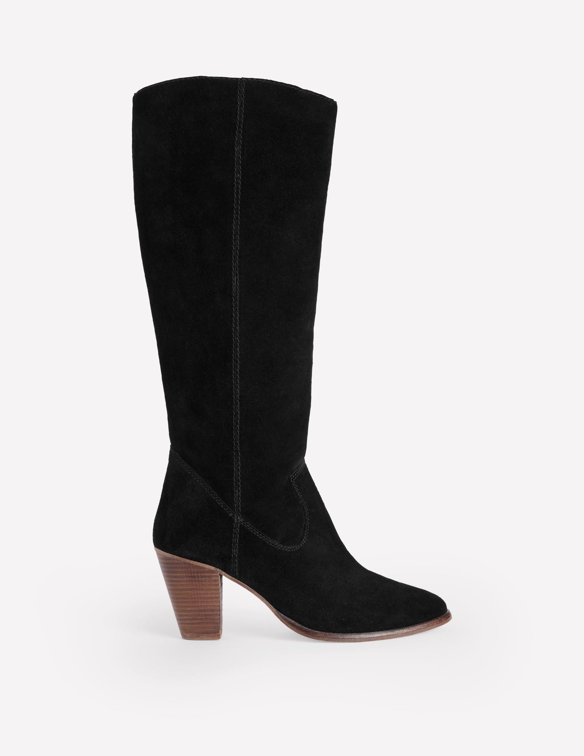 Almond Toe Heeled Knee Boots-Black-2