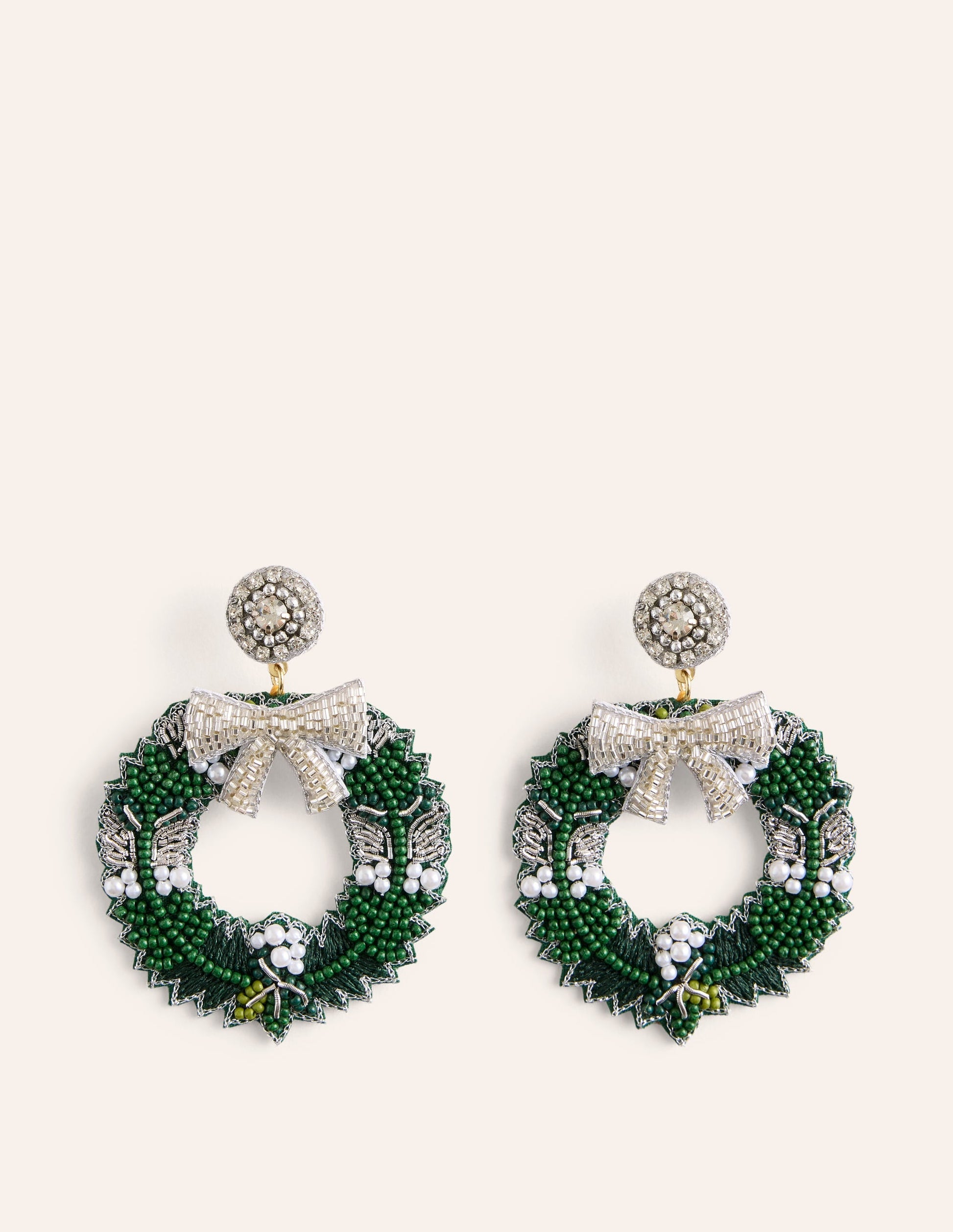 Novelty Christmas Earrings-Wreath-2