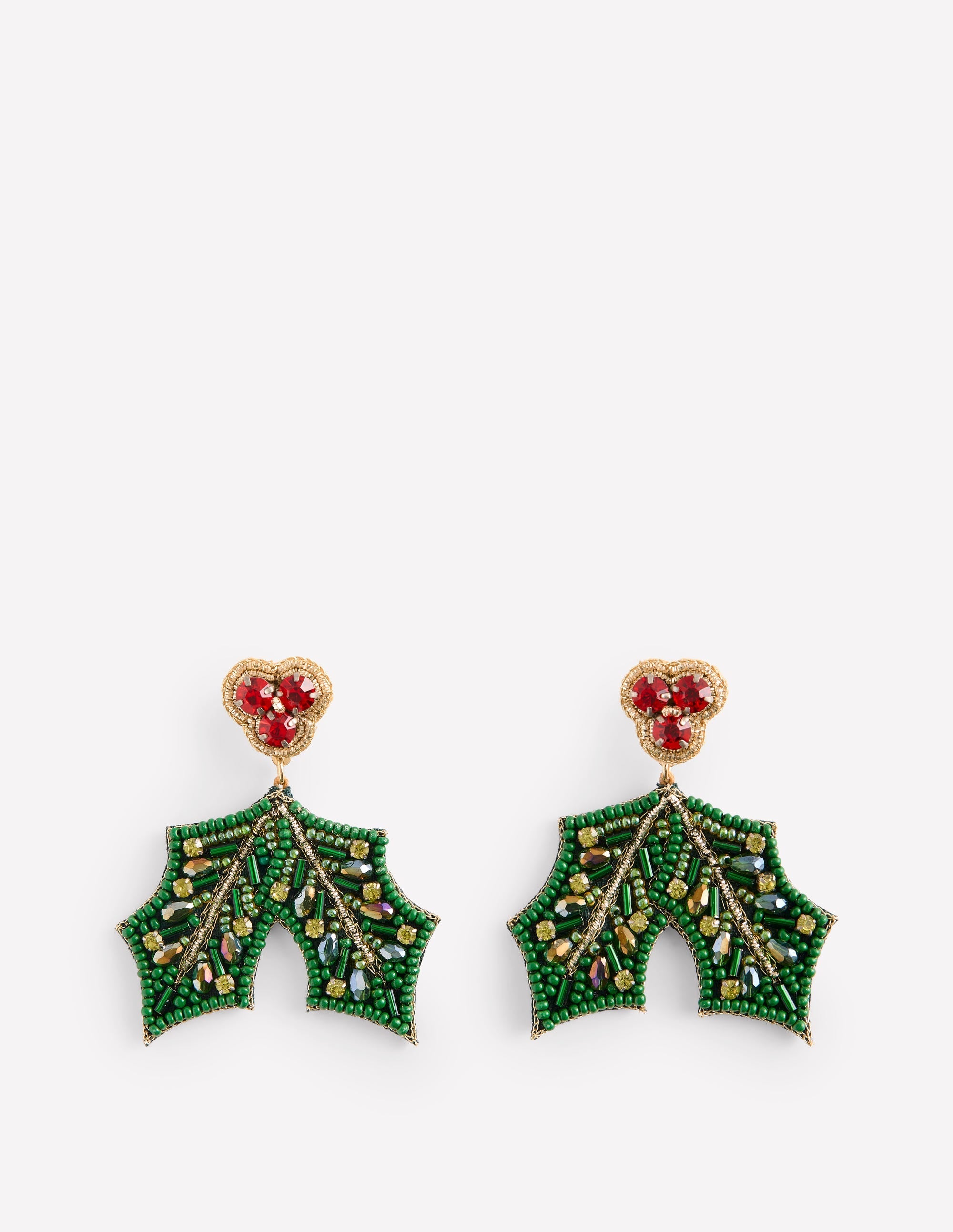 Novelty Christmas Earrings-Holly - Image 2