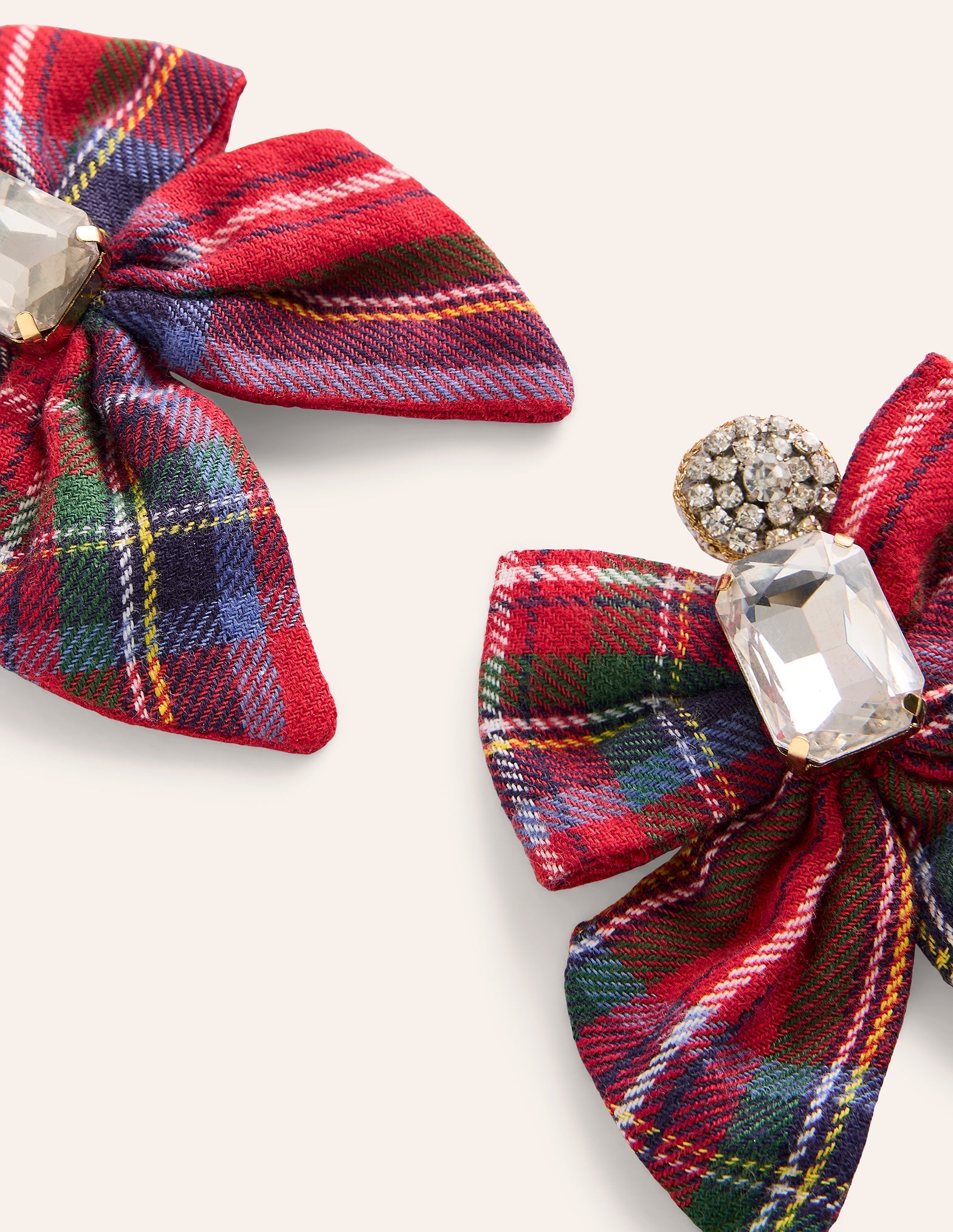 Novelty Bow Earrings-Red and Blue Check-4