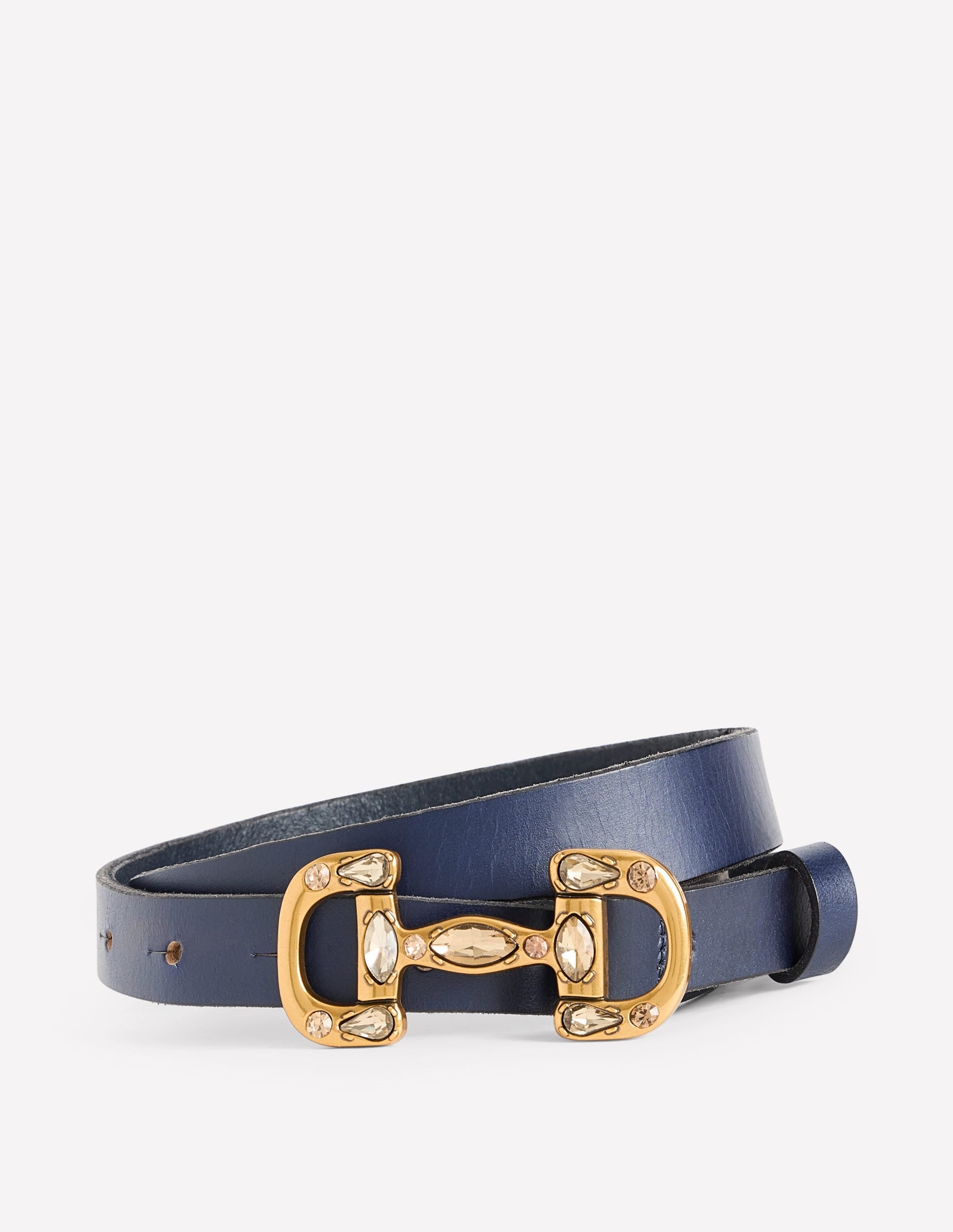 Jewelled Iris Snaffle Belt-Navy-2