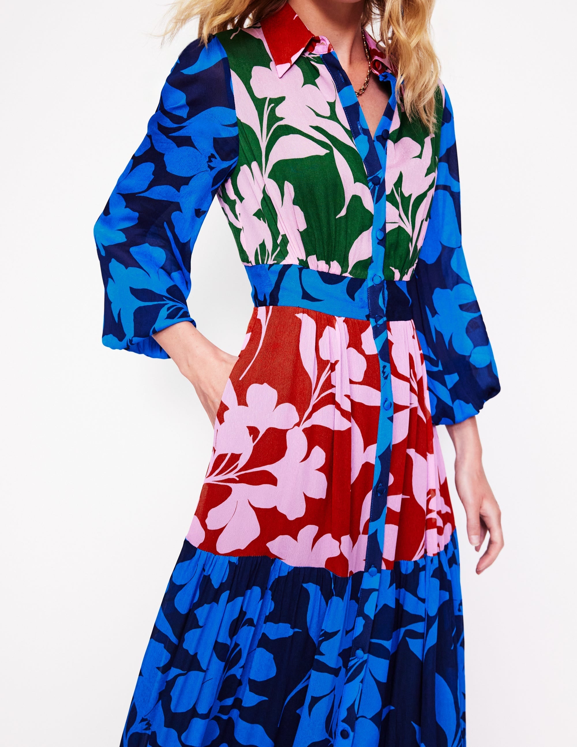 Occasion Maxi Shirt Dress-French Navy, Bloom Hotch - Image 2