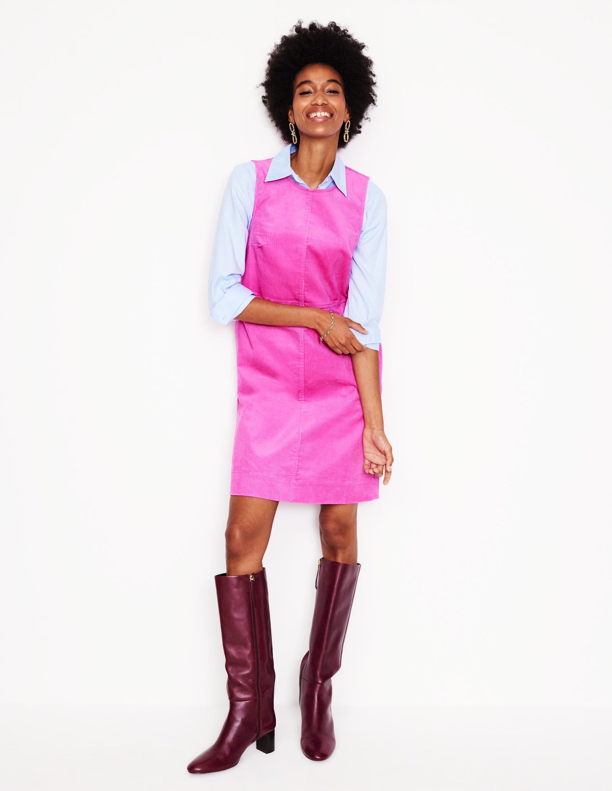 Pia Cord Shift Dress-Phlox Pink-1