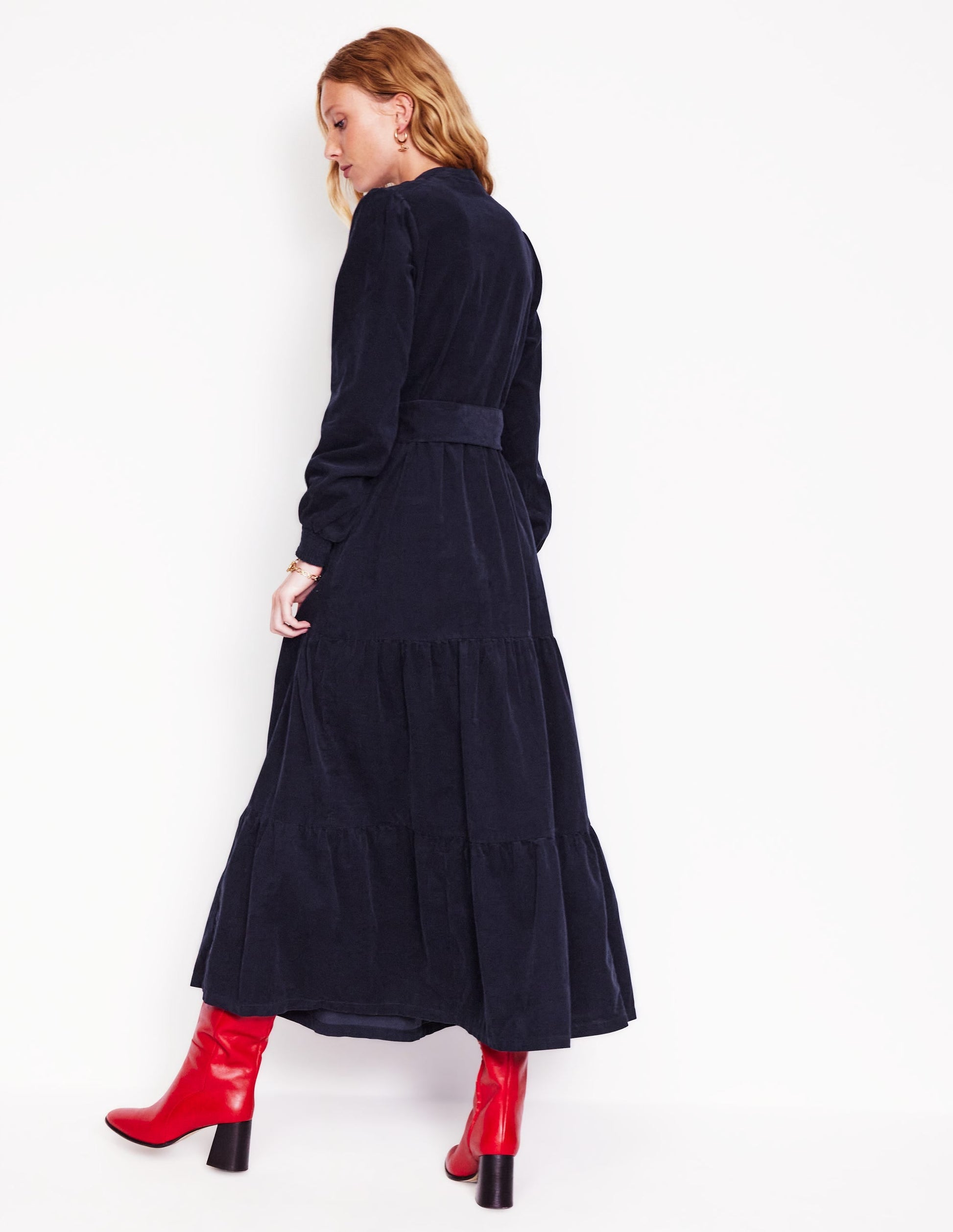 Alba Cord Maxi Dress-Navy-3