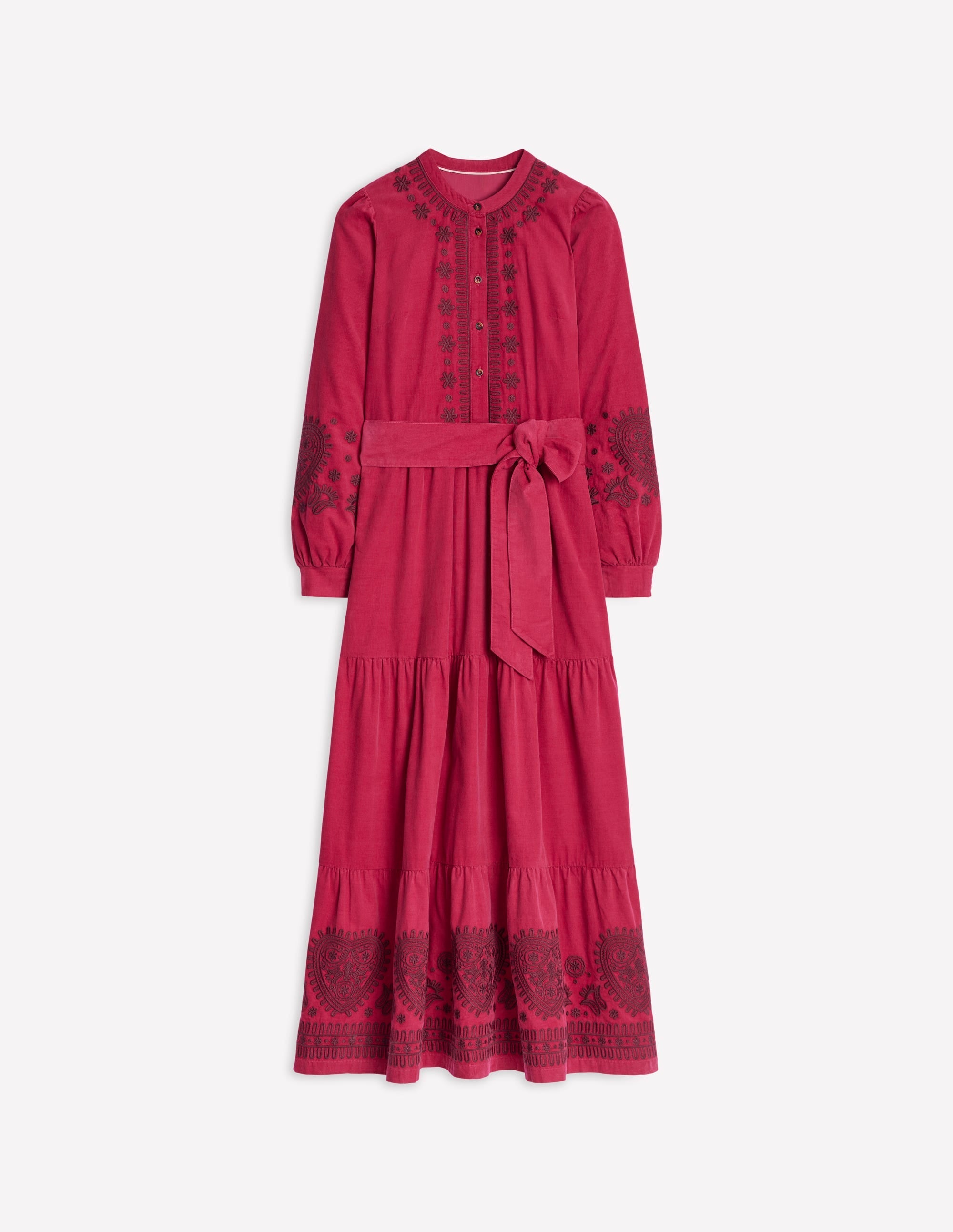 Alba Cord Maxi Dress-Cherry Jam, Embroidered - Image 8