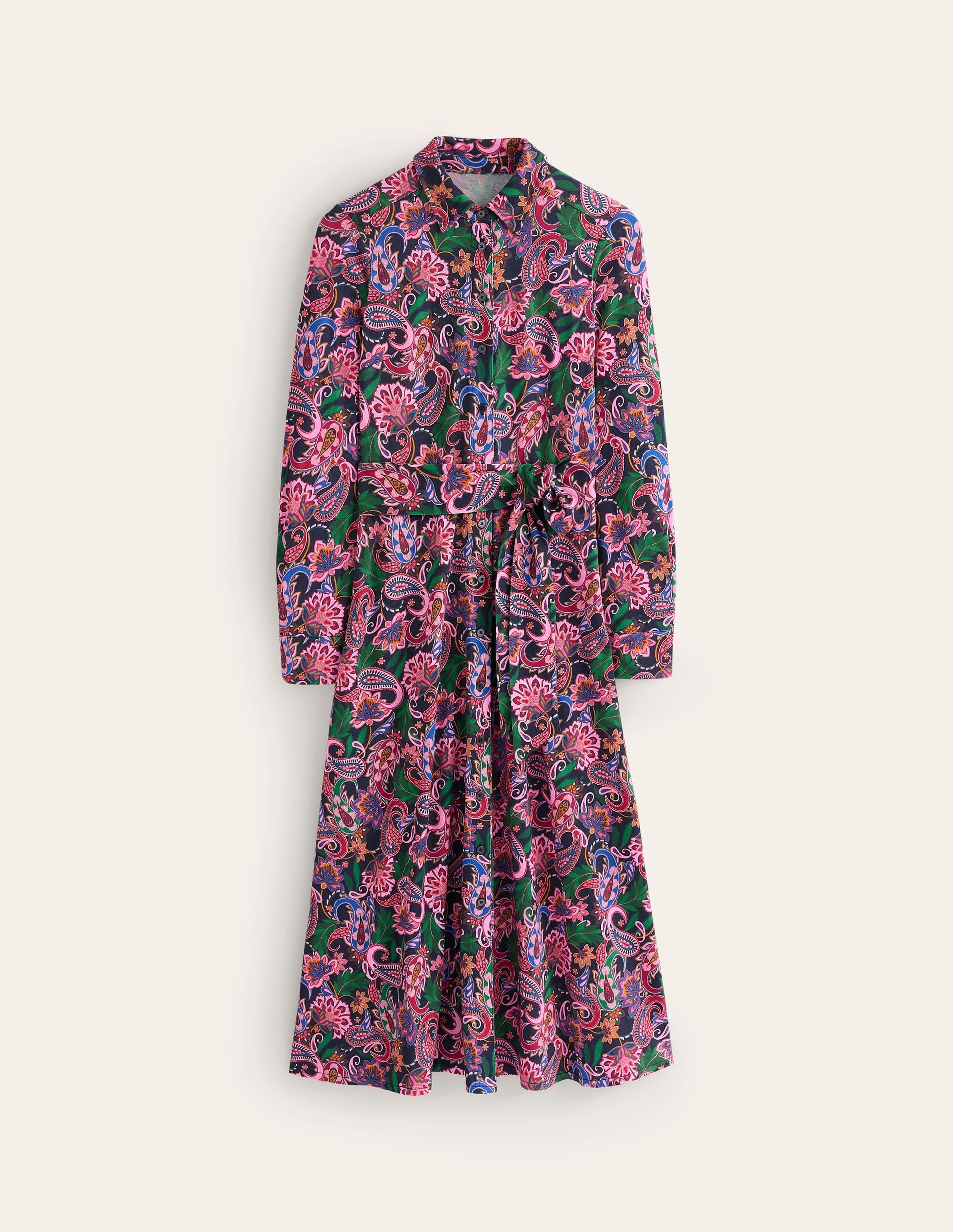 Marcia Jersey Midi Shirt Dress-Multi, Paisley Fusion-6