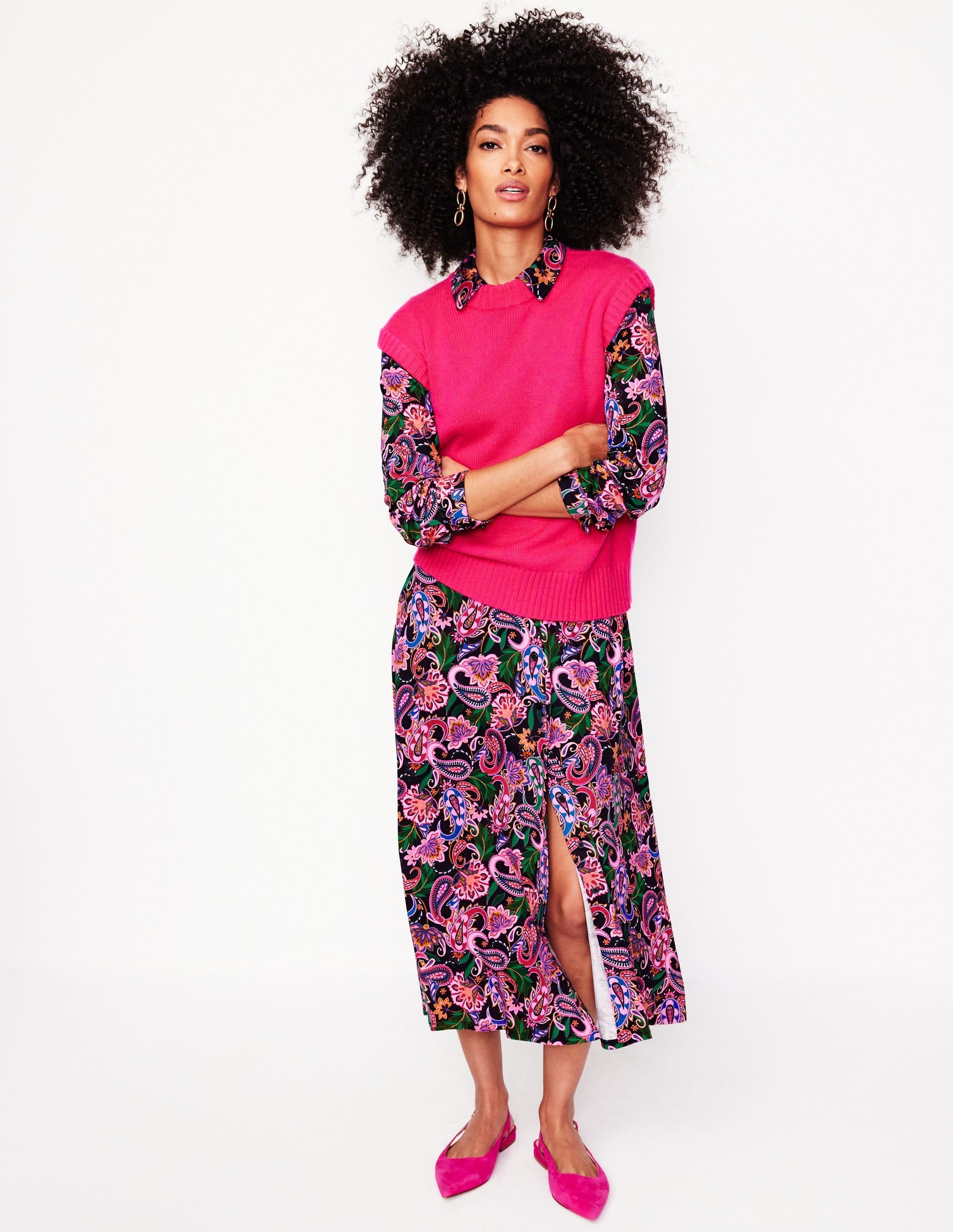 Marcia Jersey Midi Shirt Dress-Multi, Paisley Fusion - Image 4