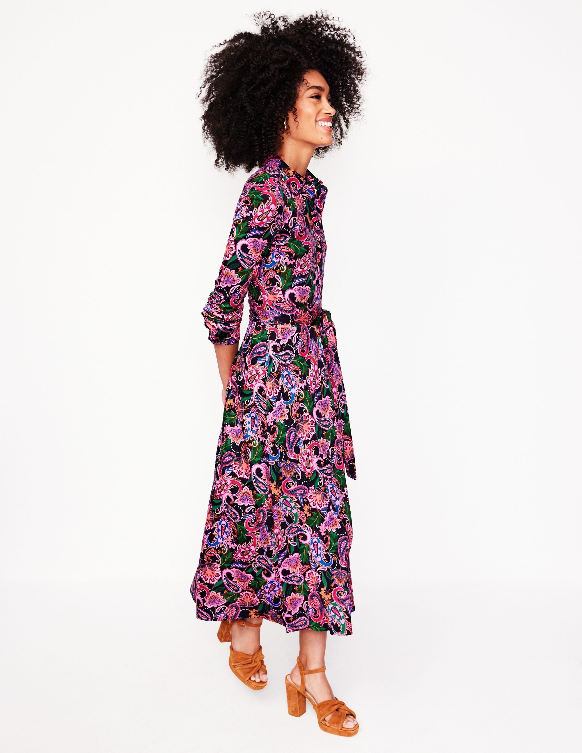 Marcia Jersey Midi Shirt Dress-Multi, Paisley Fusion - Image 5