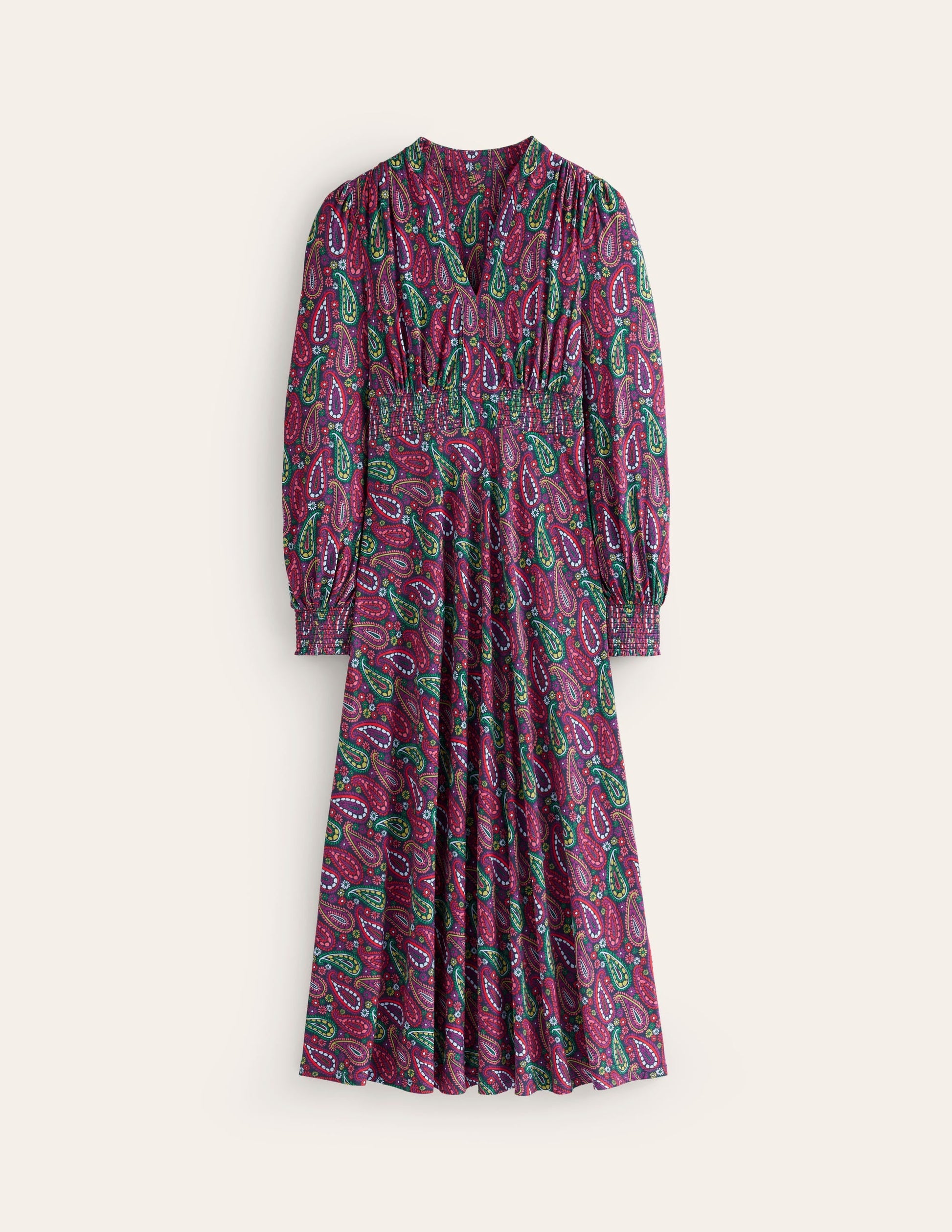 Ivy Smocked Midi Dress-Multi, Illustrated Paisley-7