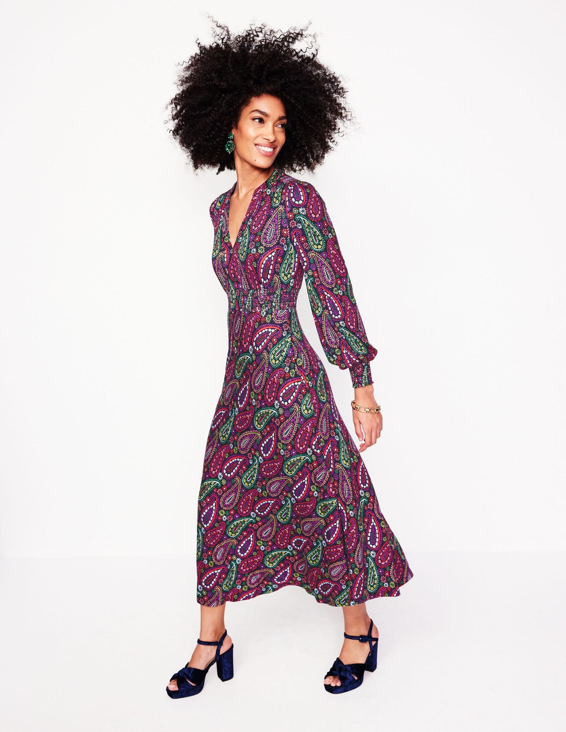 Ivy Smocked Midi Dress-Multi, Illustrated Paisley-1