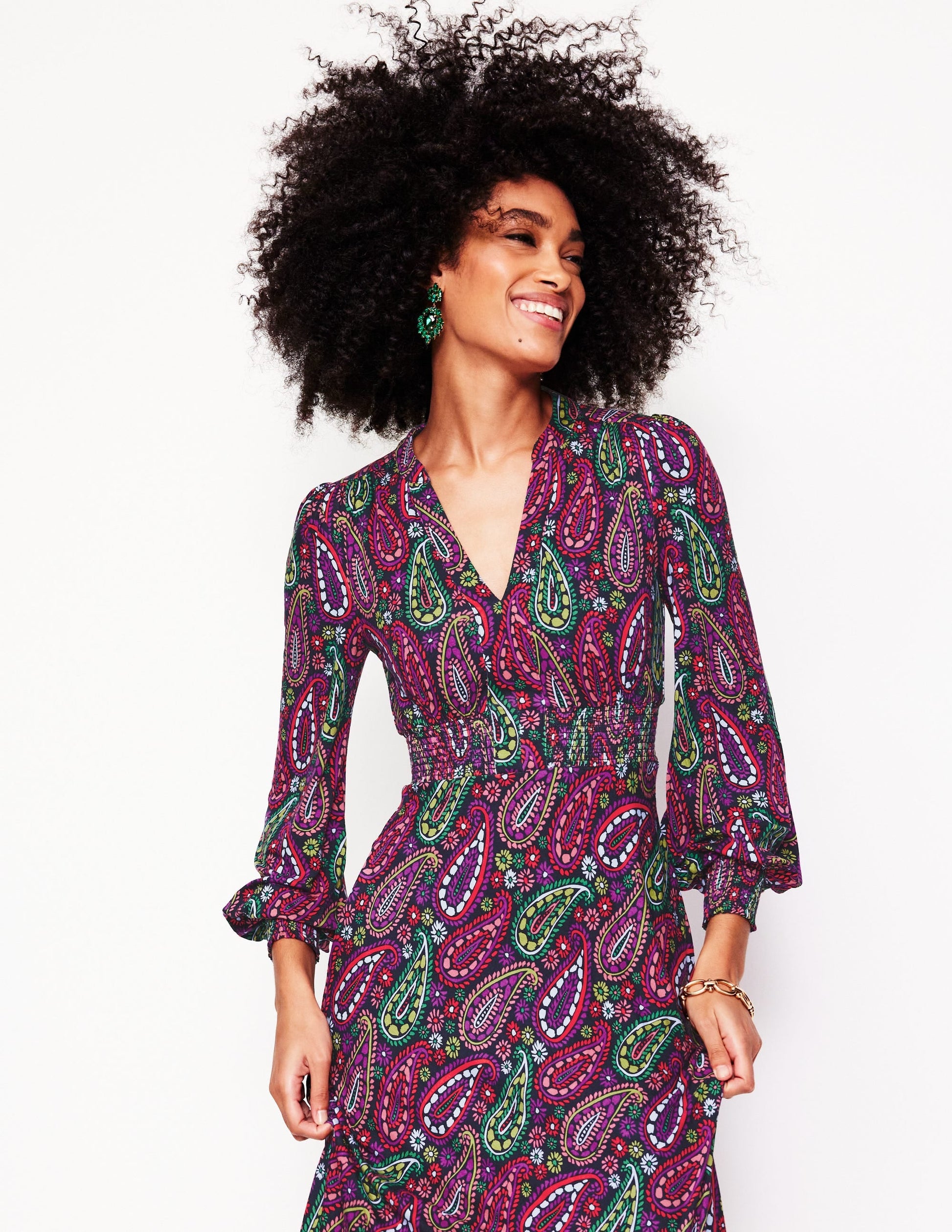 Ivy Smocked Midi Dress-Multi, Illustrated Paisley-4