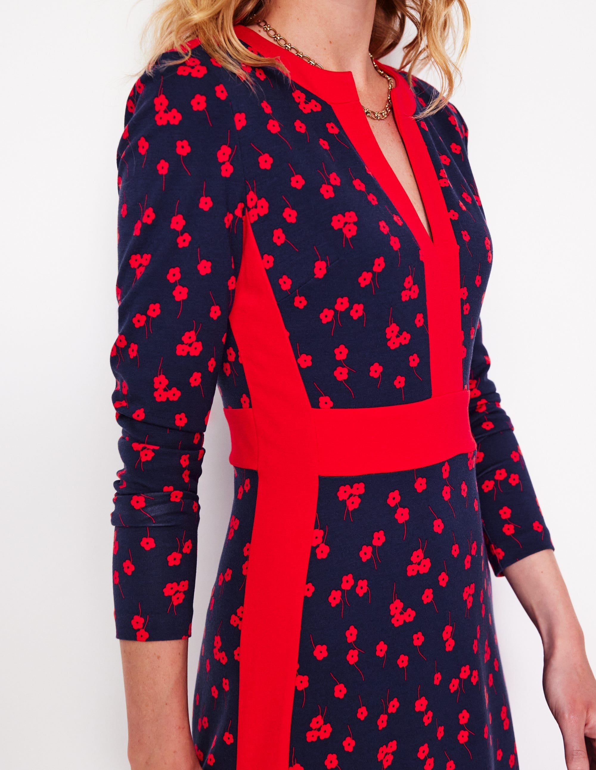 Catherine Ponte Midi Dress-Rouge, Fall Sprig - Image 2
