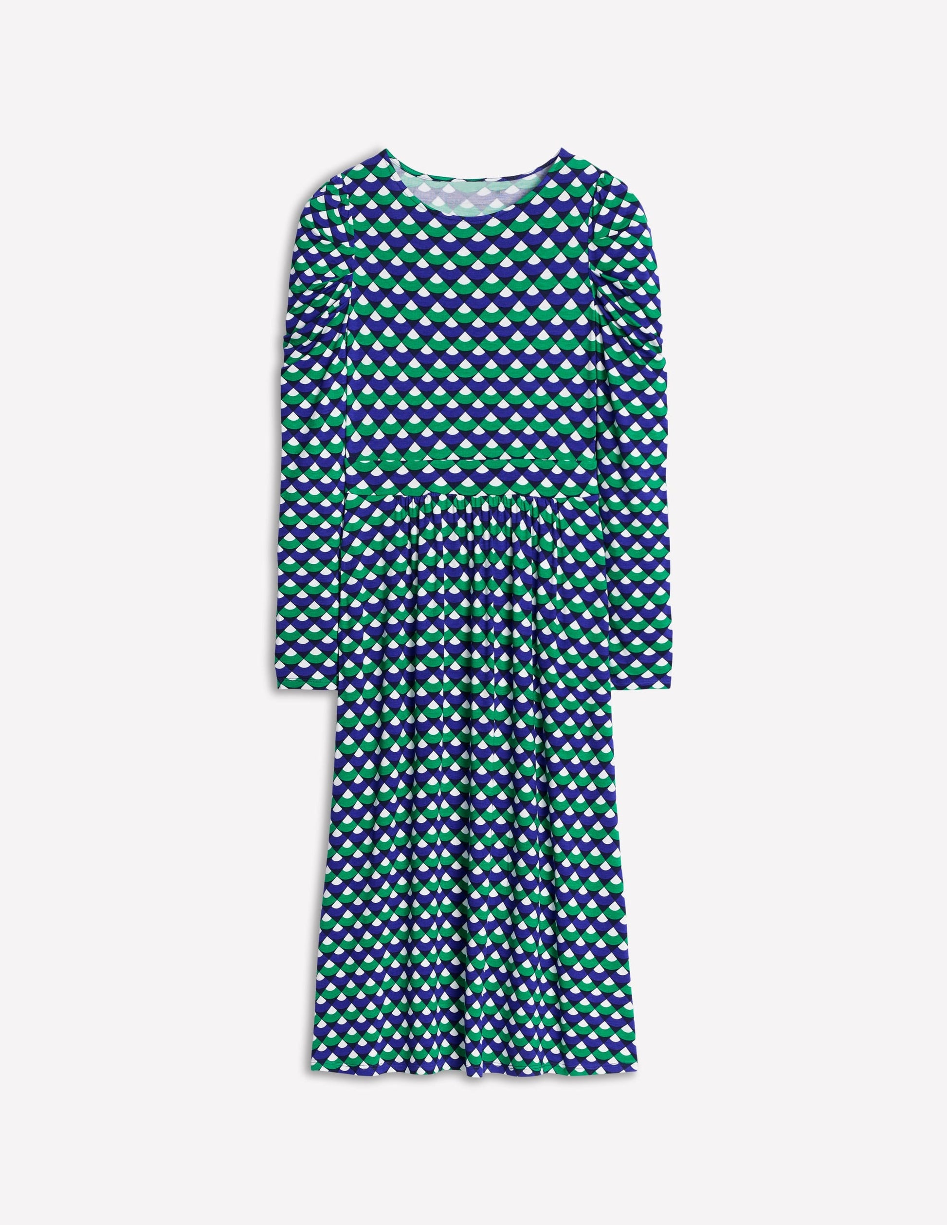 Puff Sleeve Blouson Dress-Rich Emerald, Arc Segment-5