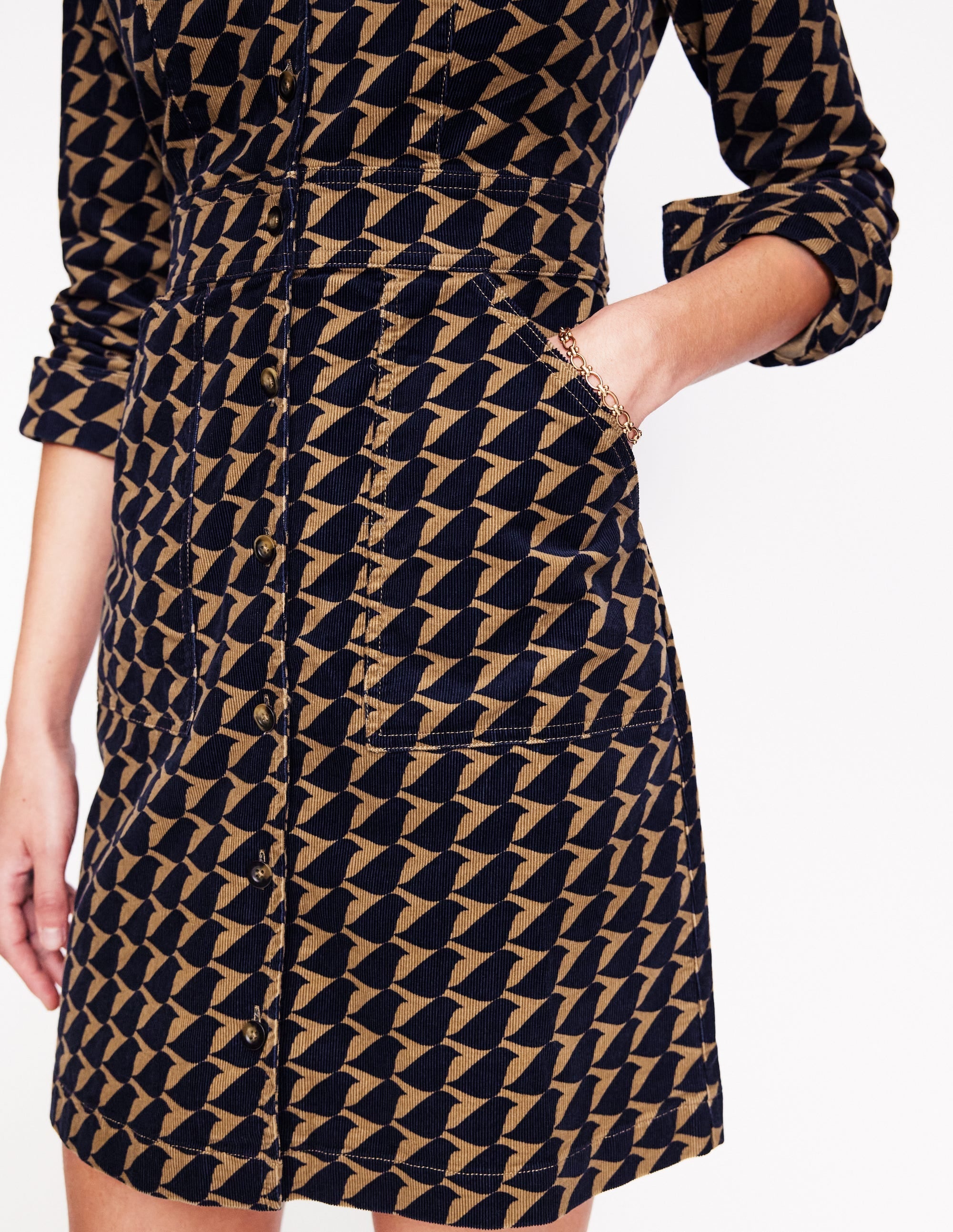 Flora Cord Shirt Dress-Rubber, Birdie - Image 2