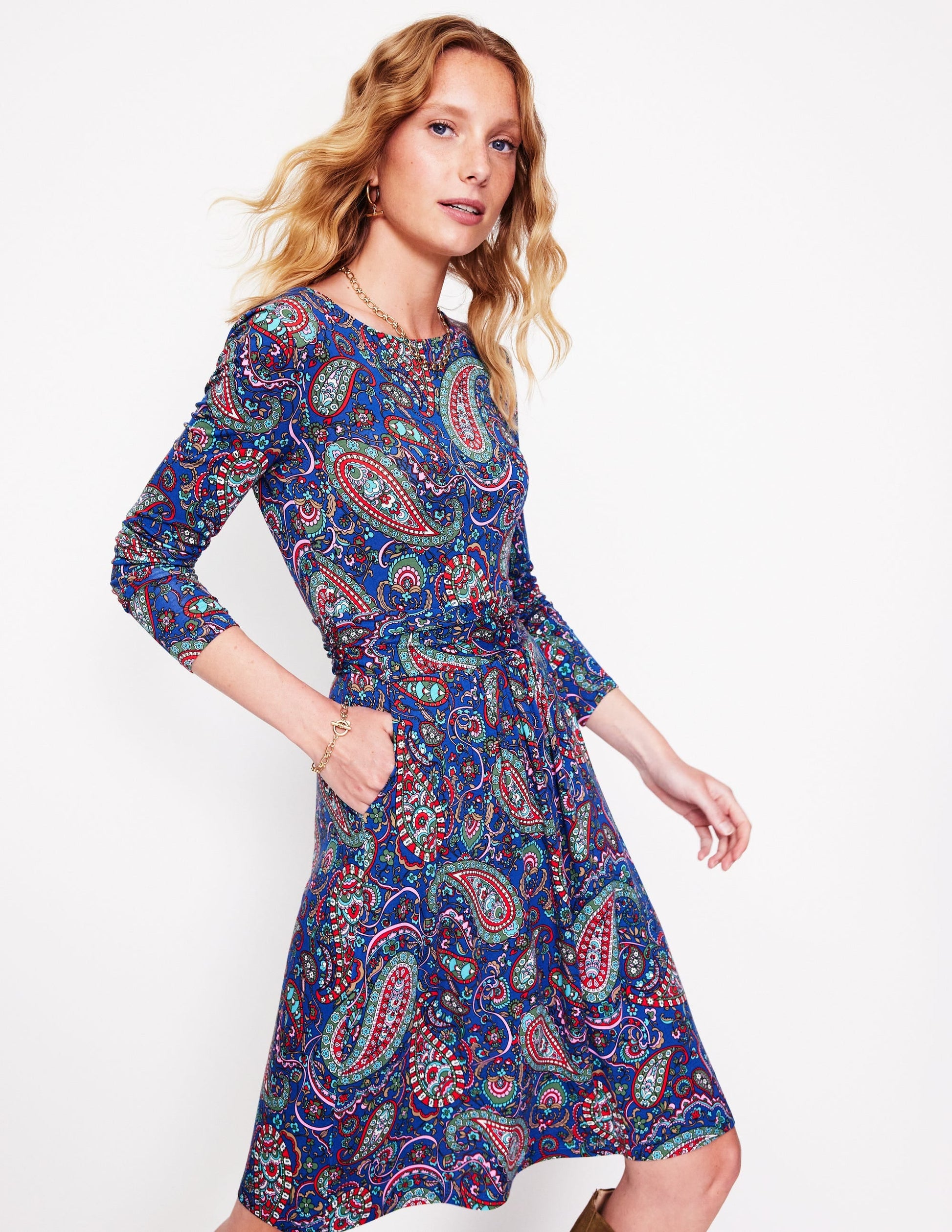 Amelie Long Sleeve Dress-Blue Jay, Paisley Paradise-1