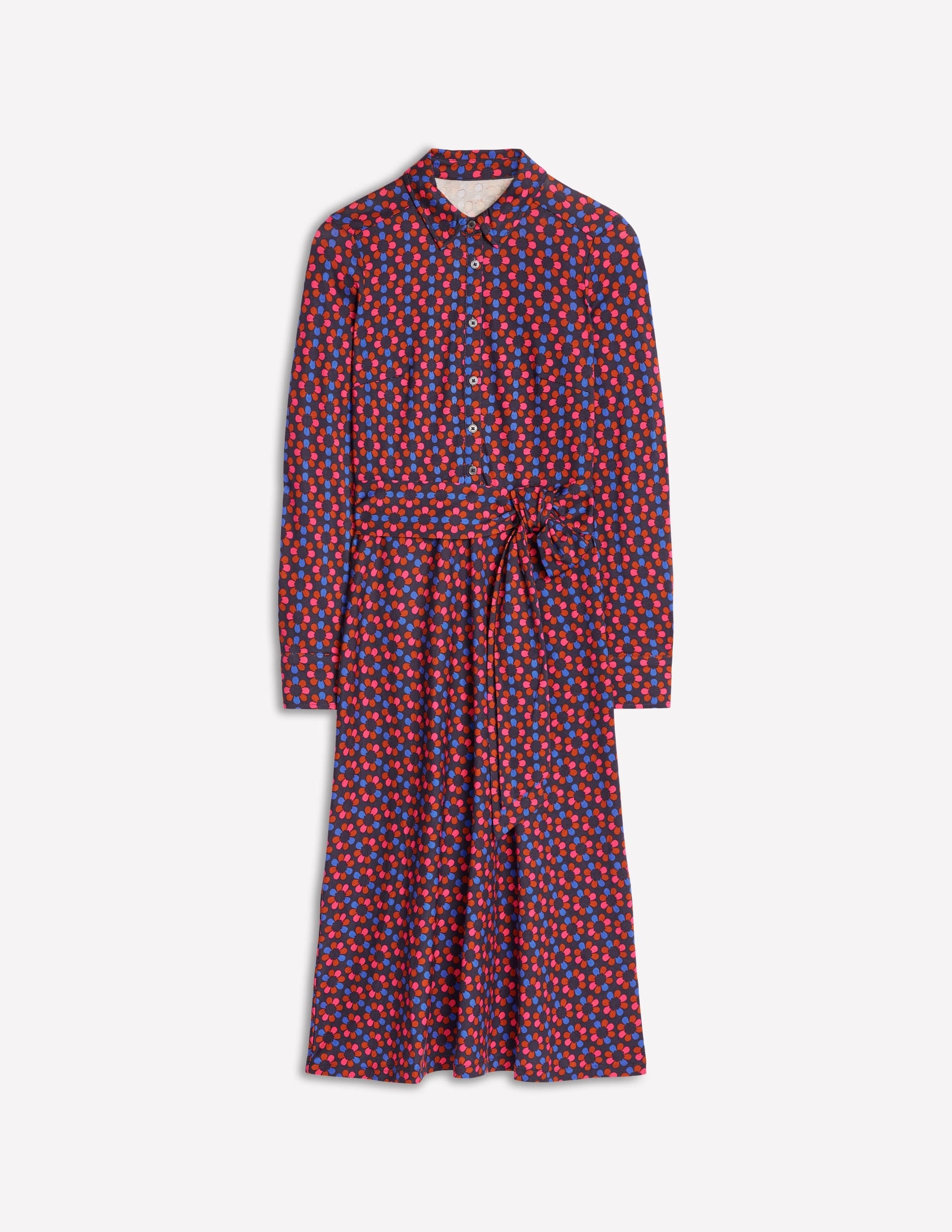 Laura Jersey Midi Shirt Dress-Bright Pink, Structured Petal-6