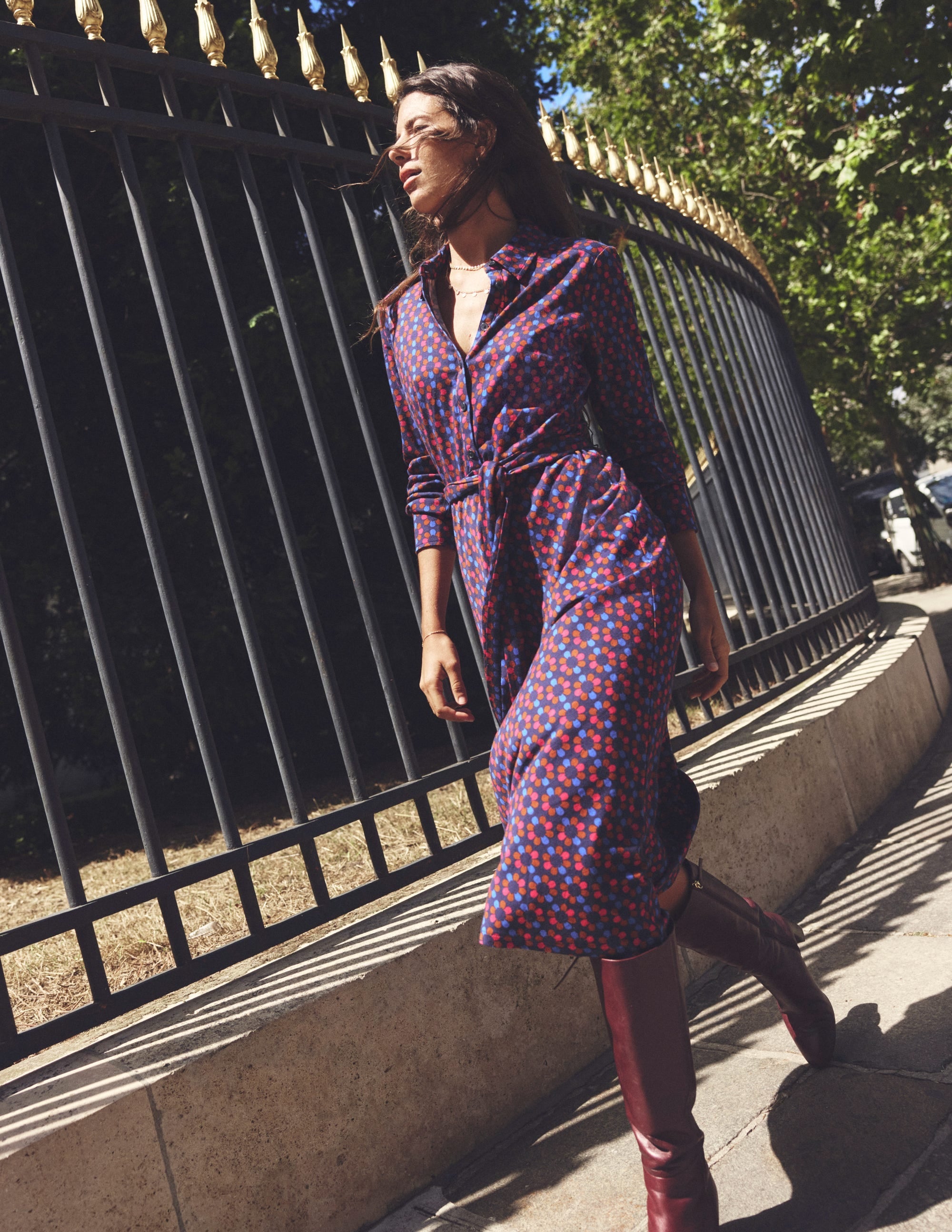 Laura Jersey Midi Shirt Dress-Bright Pink, Structured Petal - Image 5