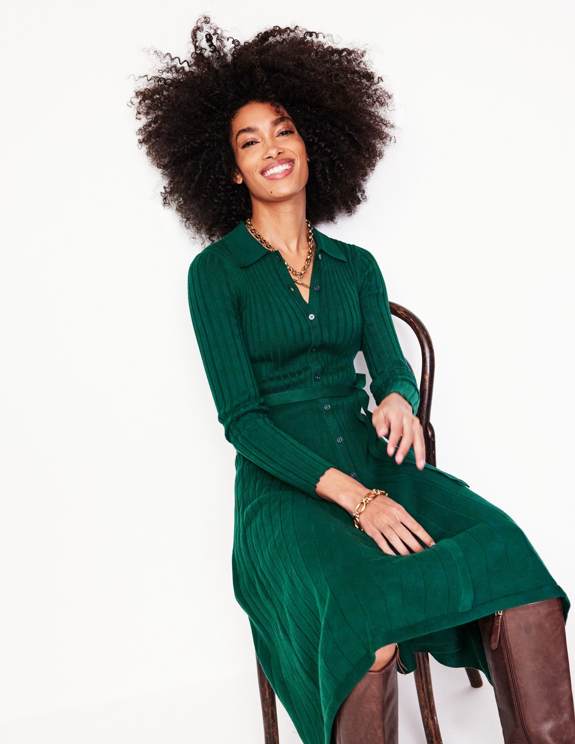 Rachel Knitted Shirt Dress-Glade - Image 4